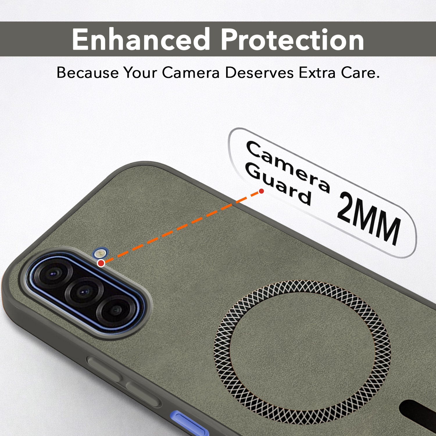 For Samsung Galaxy A17 | Samsung F17 | Samsung M17 5G Back Cover Case Leather Finish (MagSafe Compatible Wireless Charging | Soft Touch | Camera Bump Protection)