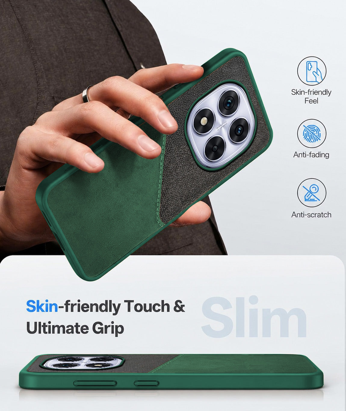 For Redmi Note 14 Pro Back Cover Case (Dual PU Leather Stitch | Professional Minimalist | Soft and Flexible)