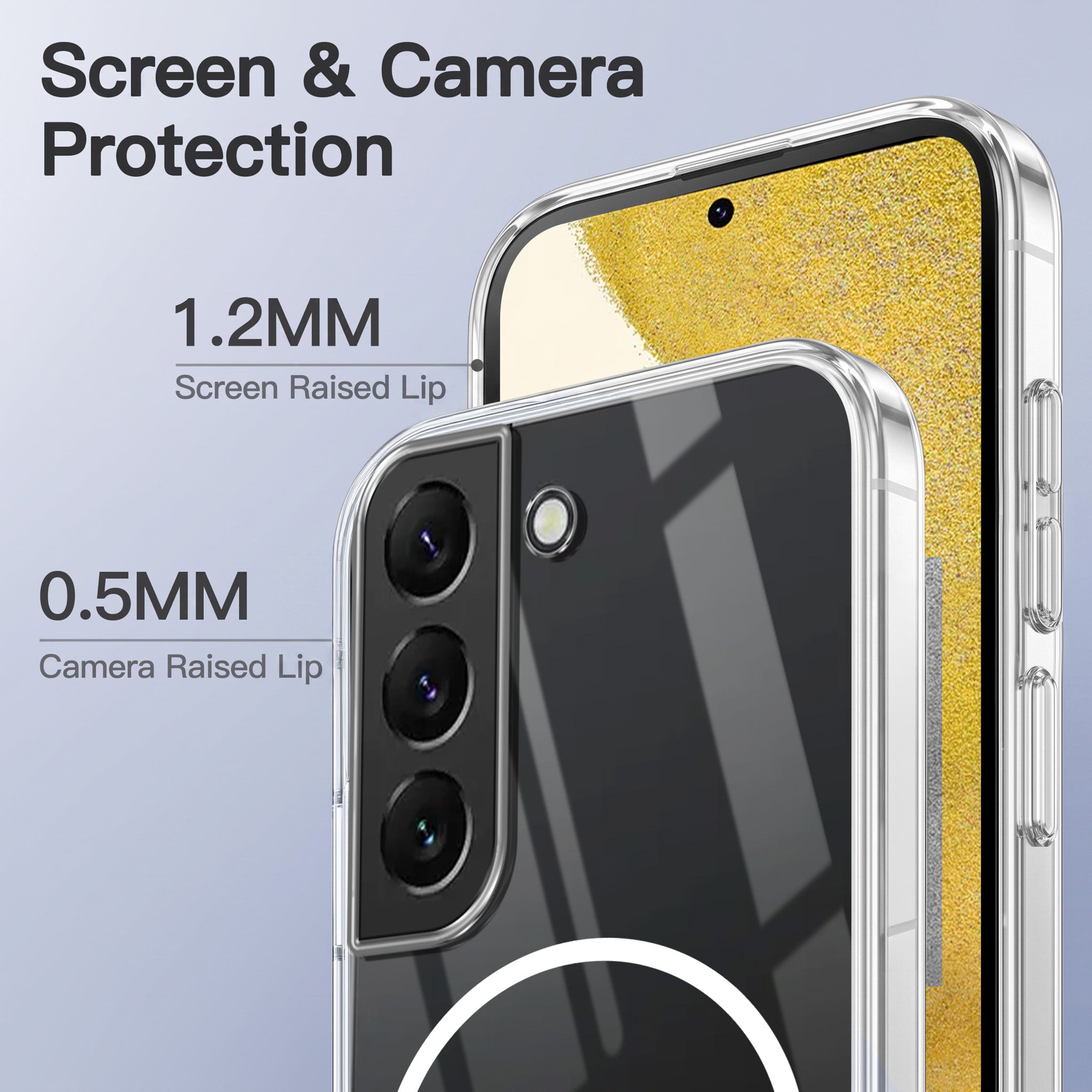 For Samsung Galaxy S22 Back Case Cover Crystal Anti Yellow (Unbreakable PC | MagSafe Wireless Charging Support |Camera Protection Bump)