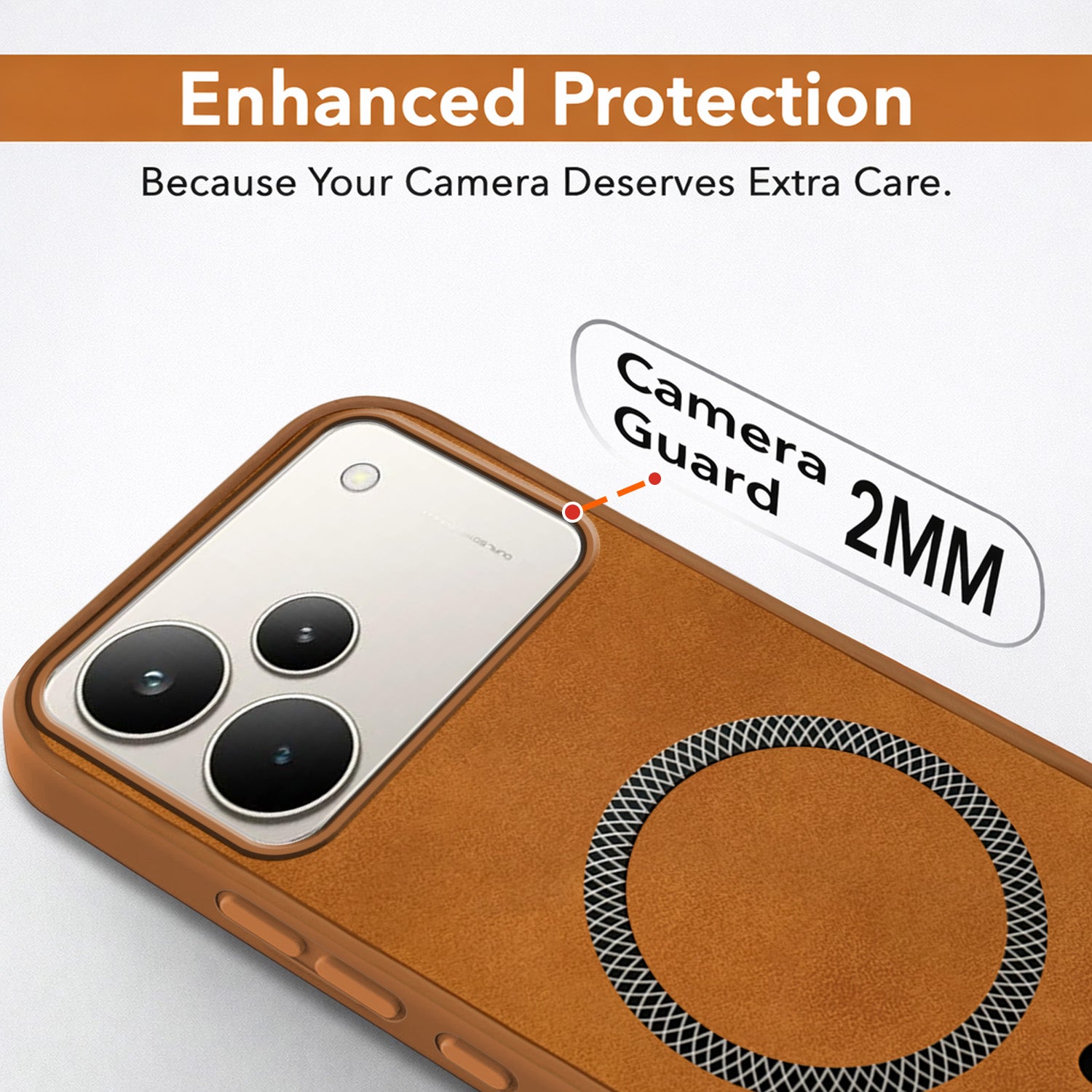 For Realme P4 Pro Back Cover Case Leather Finish (MagSafe Compatible Wireless Charging | Soft Touch | Camera Bump Protection)