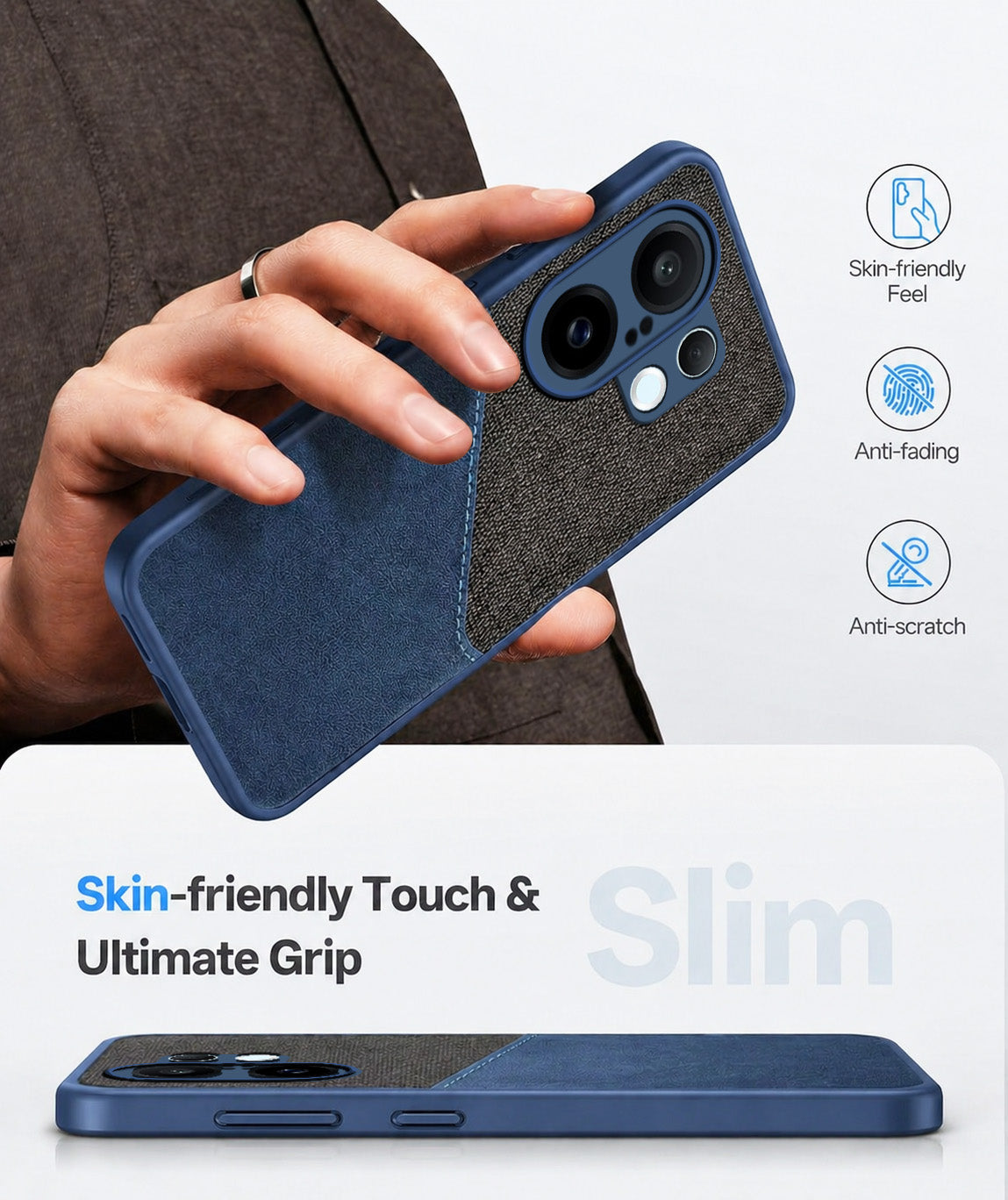For Vivo X200 FE Back Cover Case (Dual PU Leather Stitch | Professional Minimalist | Soft and Flexible)