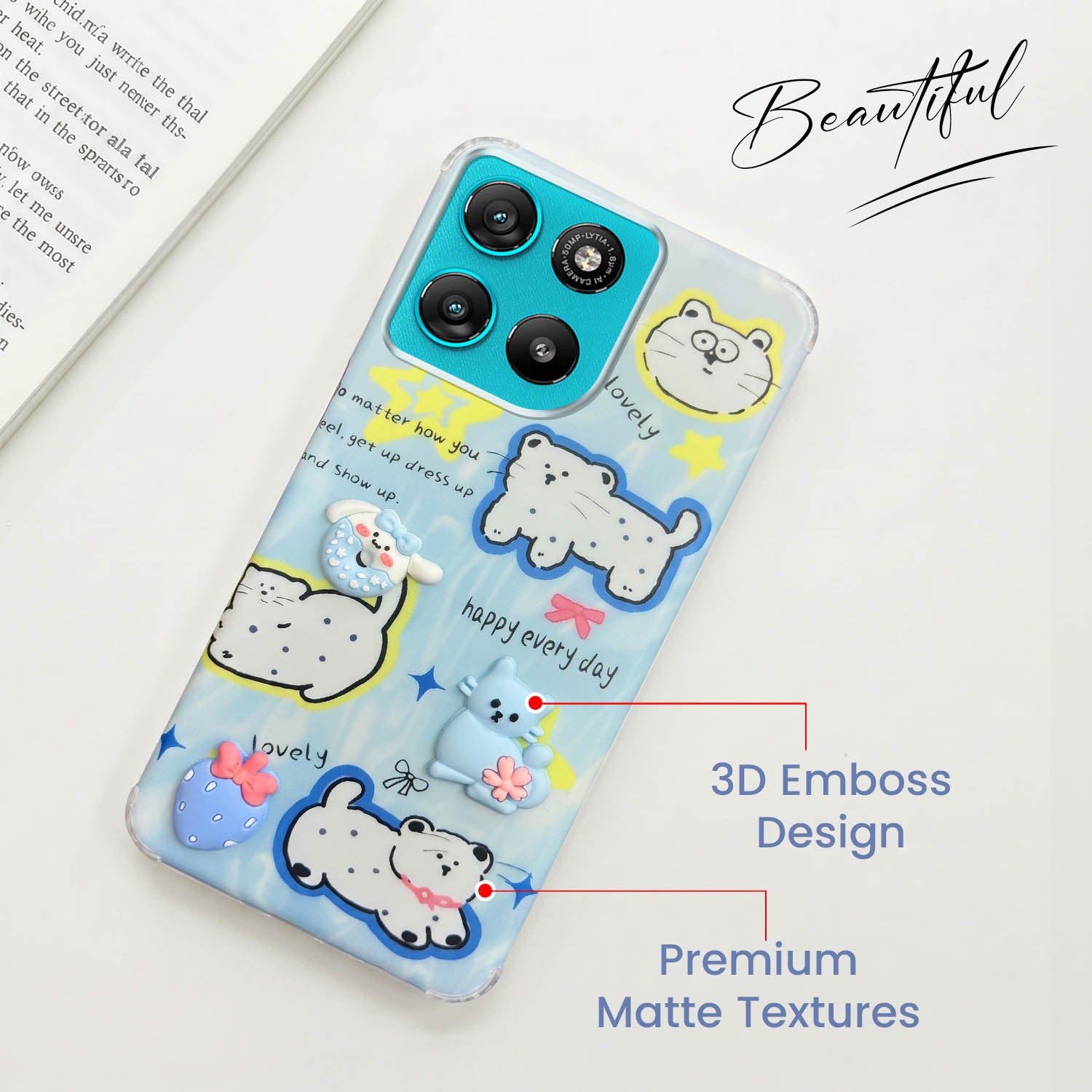 For Motorola Moto G67 Power | G57 Power Back Cover Case (3D Cute Cartoons | Hard Back Side Soft | Matte Premium Finish | HD Printing)