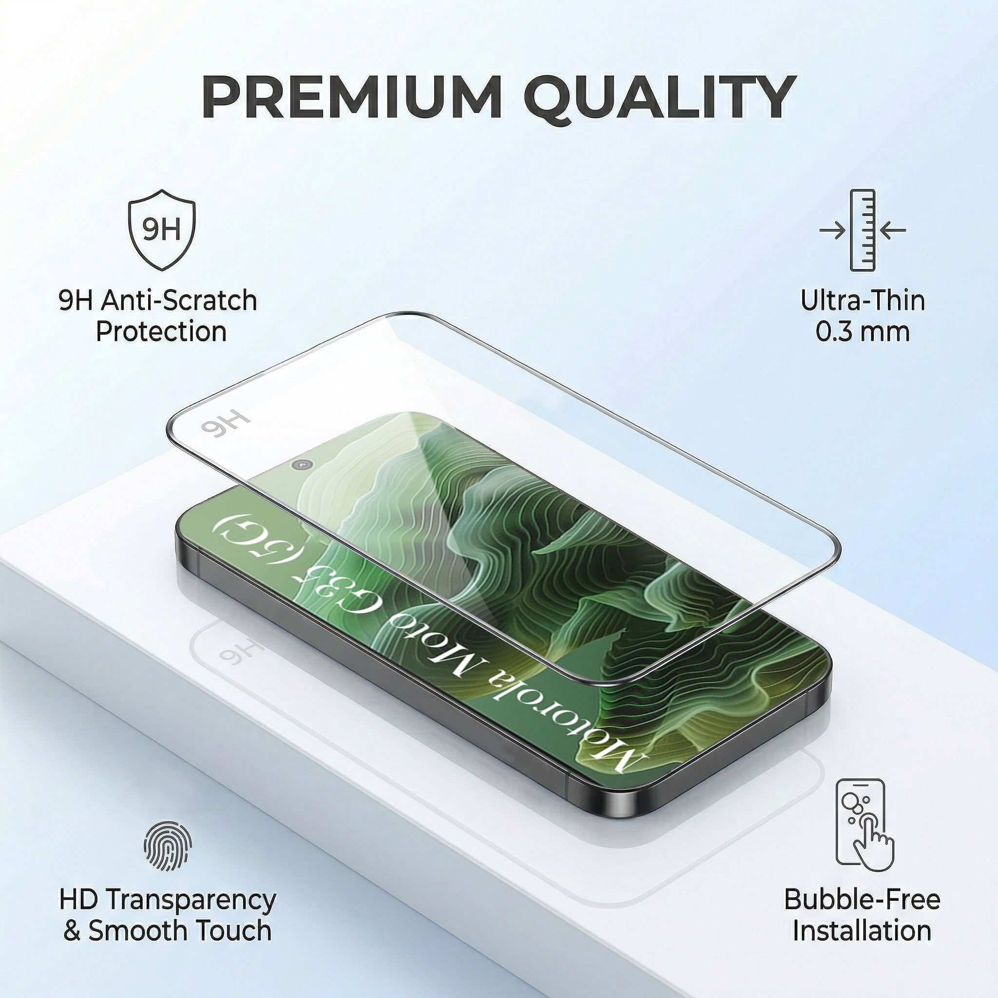 For Motorola Moto G35 5G Combo with Back Cover and 9H Tempered Glass (Lifetime Anti-Yellow | Crystal Clear Shockproof | Oleophobic Coating Screen Glass)