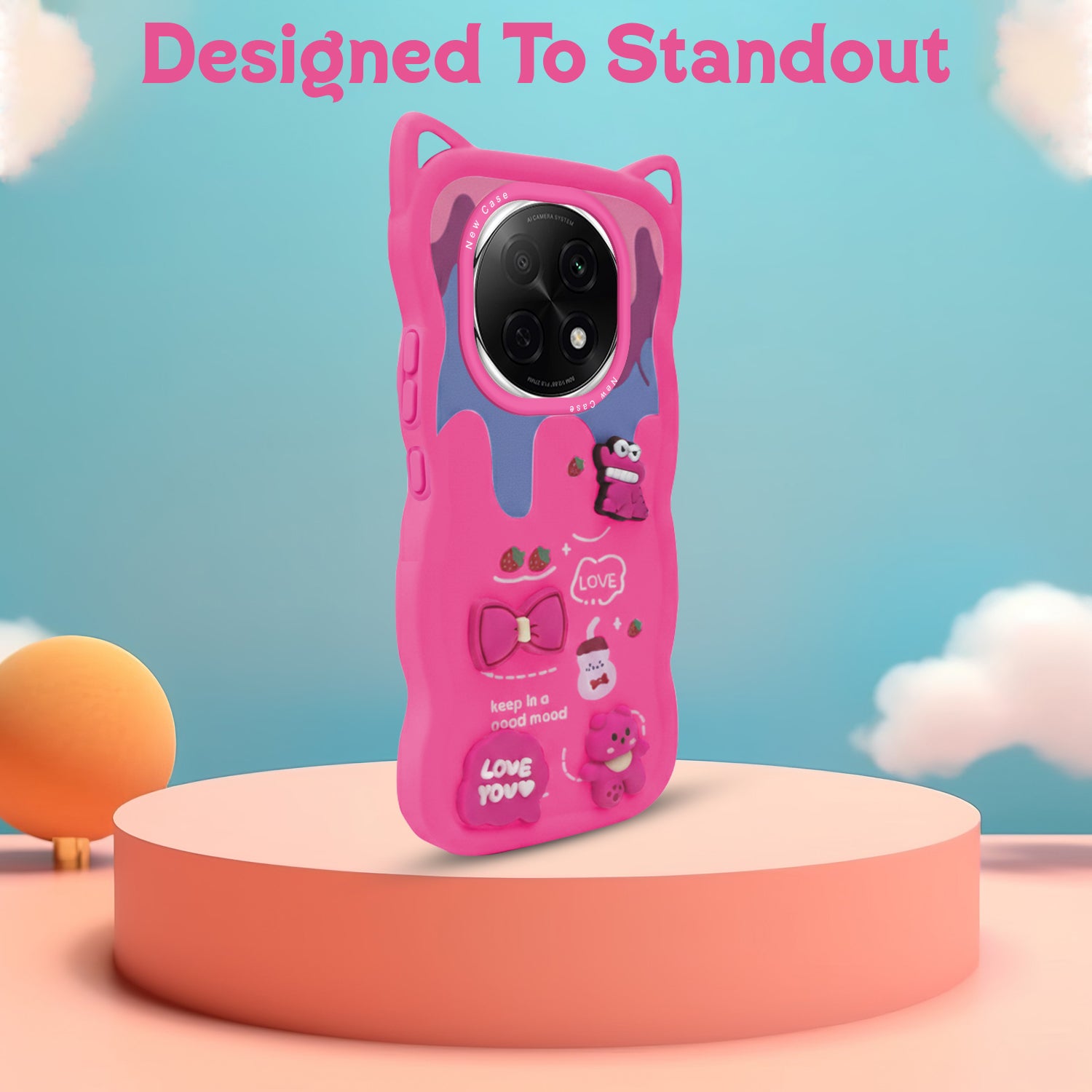 For Oppo F29 Pro Back Case Cover Strap (3D embossed Figures | Strap Holder | 360* Soft Cushion with Camera Bump)