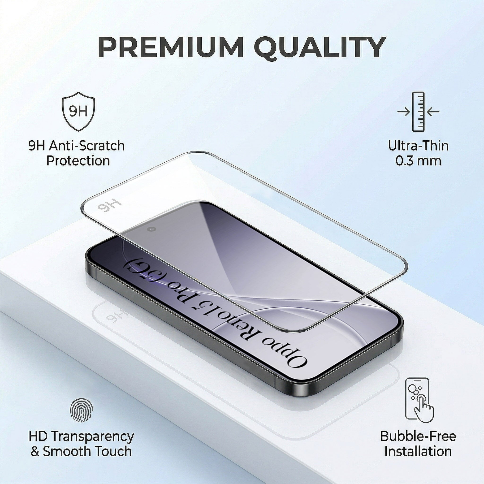 For Oppo Reno15 Pro 5G | Oppo Reno 15 Pro 5G Combo with Back Cover and 9H Tempered Glass (Lifetime Anti-Yellow | Crystal Clear Shockproof | Oleophobic Coating Screen Glass)