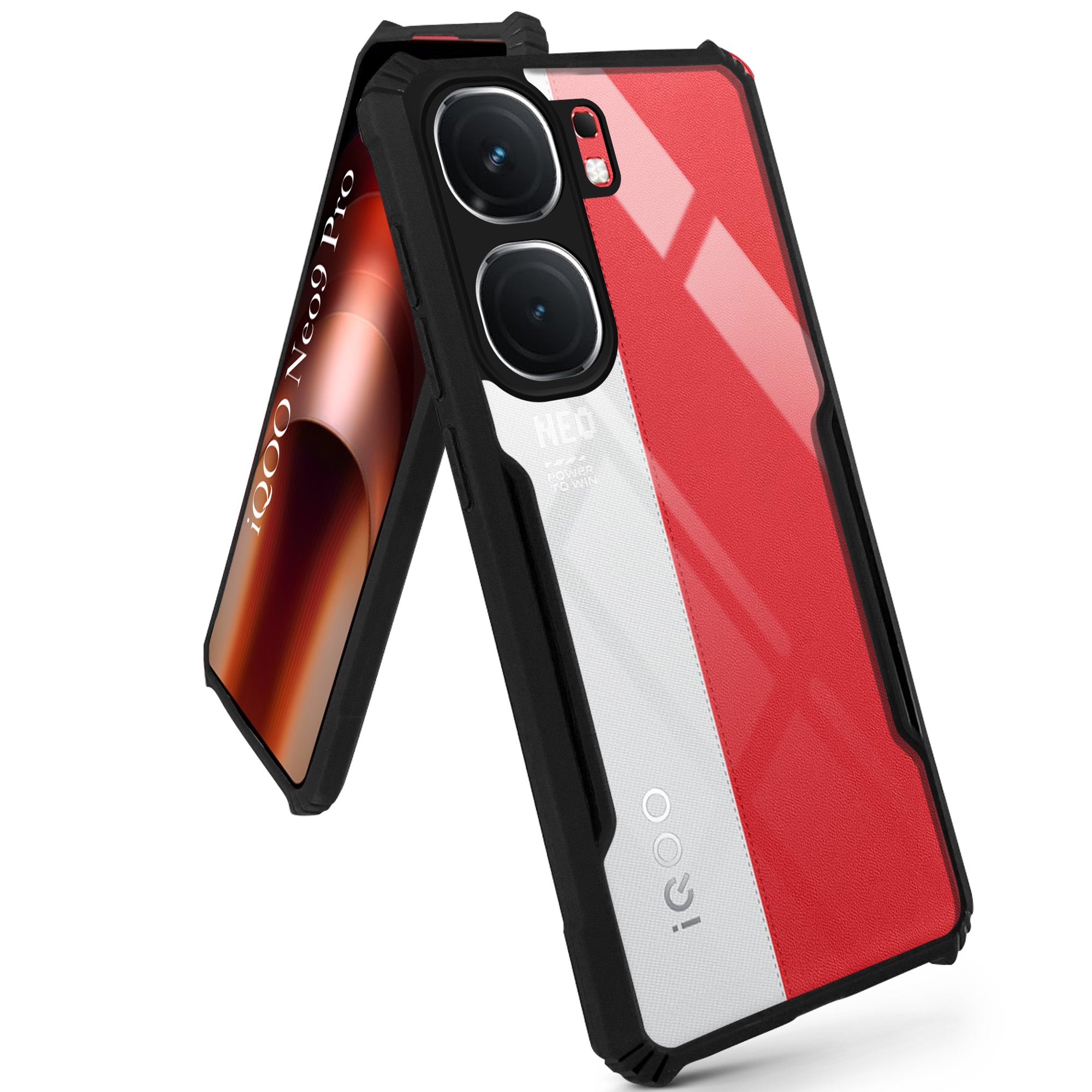 For Vivo iQOO Neo9 Pro Back Cover Case (Shockproof with Polycarbonate Clear Panel | Professional Black)