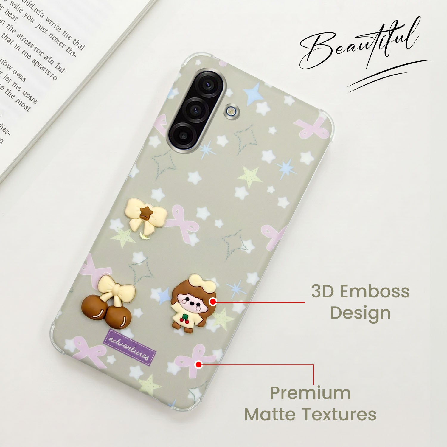 For Samsung Galaxy A17 | Samsung F17 | Samsung M17 5G Back Cover Case (3D Cute Cartoons | Hard Back Side Soft | Matte Premium Finish | HD Printing)