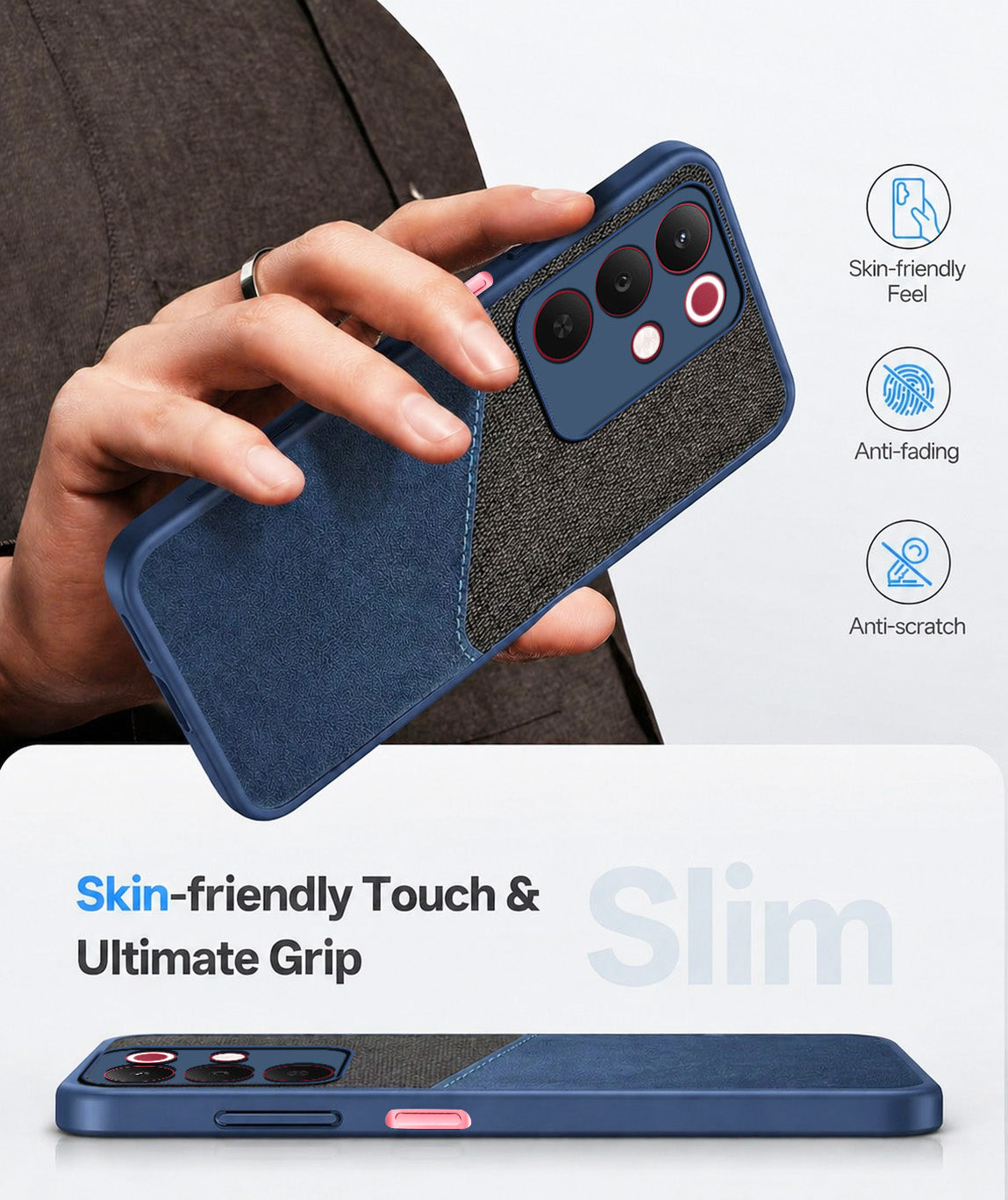 For Realme 15X Back Cover Case (Dual PU Leather Stitch | Professional Minimalist | Soft and Flexible)
