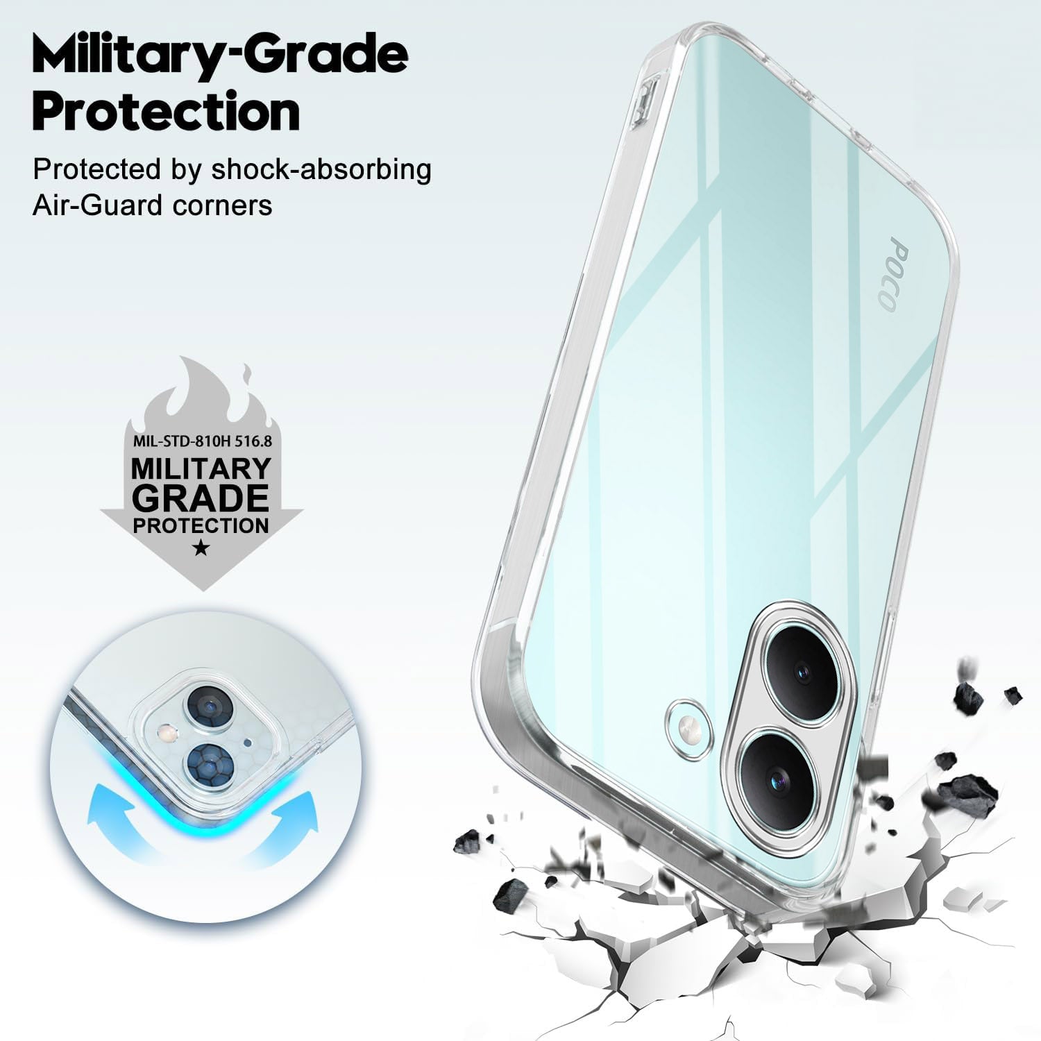 For Poco X8 Pro Back Cover Case Silicone (Clear Shockproof Case with Camera Protection | Soft and Flexible | Transparent)