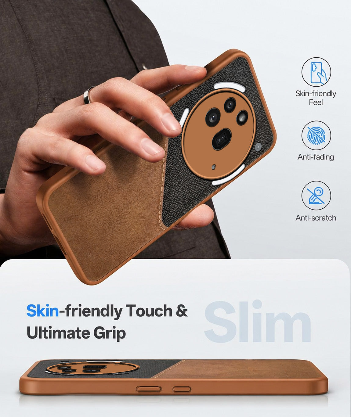 For Nothing Phone 3A Pro 5G Back Cover Case  (Dual PU Leather Stitch | Professional Minimalist | Soft and Flexible)