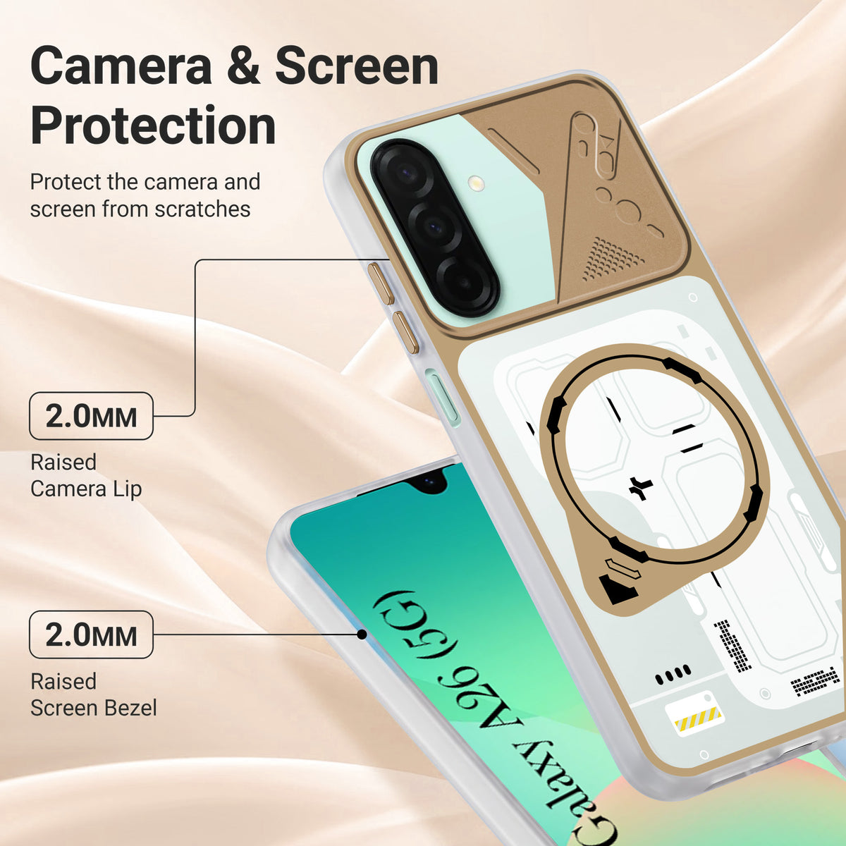 For Samsung Galaxy A26 5G Metallic Back Cover Case (Metallic Camera Protection & Buttons | Translucent Milky Shade | Hard Polycarbonate)