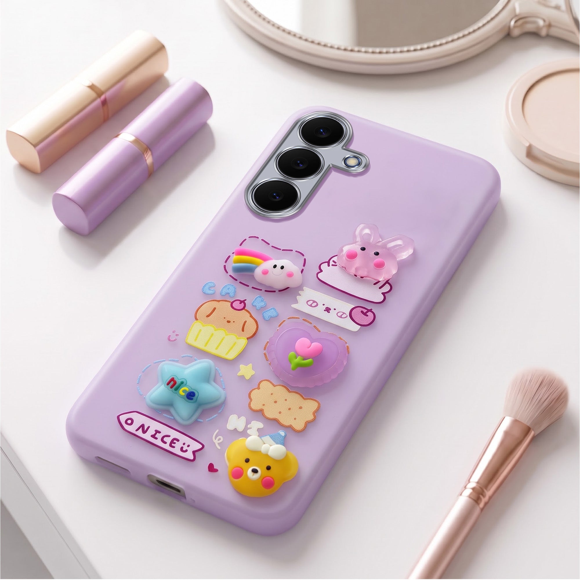 For Samsung Galaxy S25 FE Back Cover Case (3D Cute Cartoons | Hard Back Side Soft | Matte Premium Finish | HD Printing)