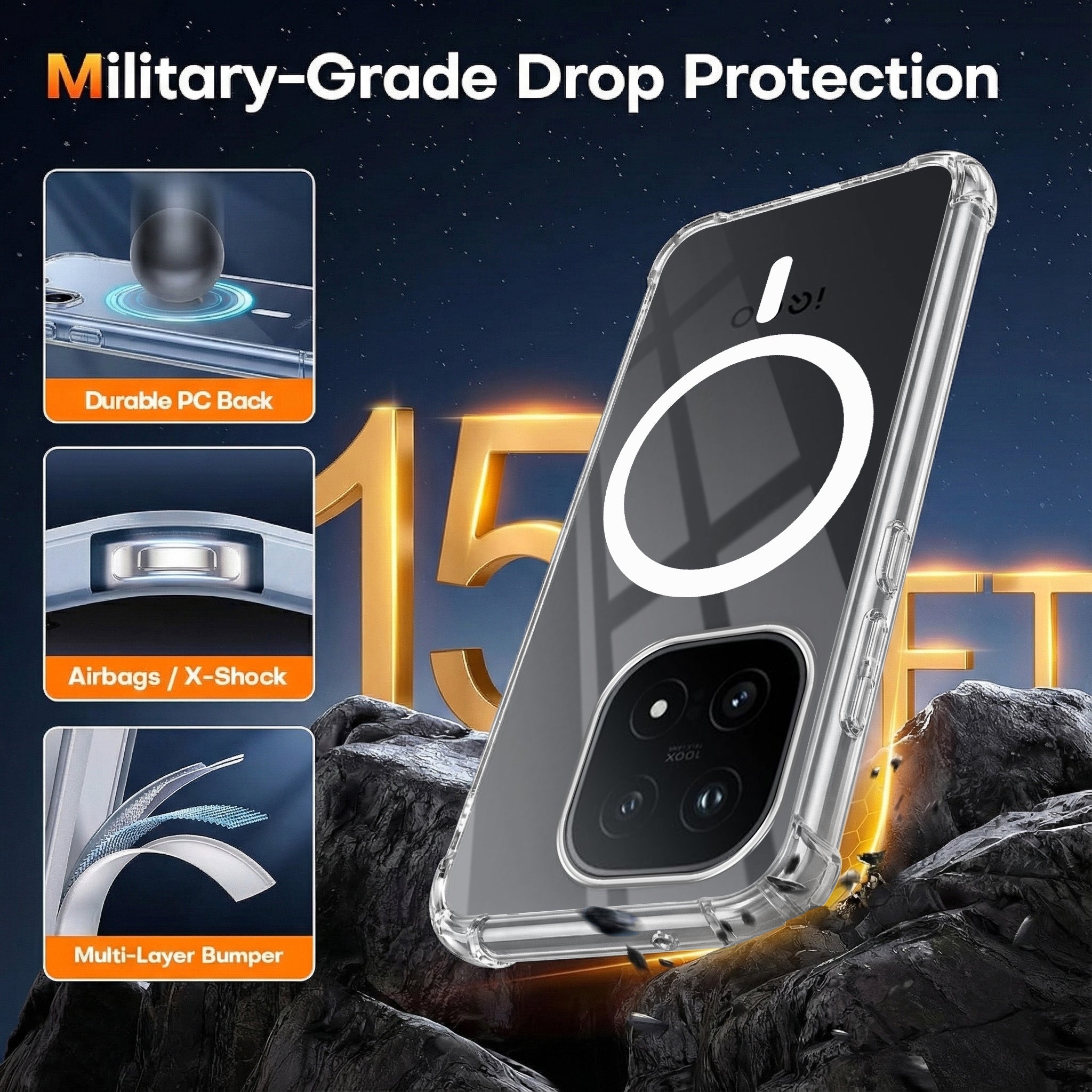 For Vivo iQOO 15 5G Back Cover Shockproof Crystal-Clear (Magsafe Wireless Support | Drop & Camera Protection | Hard Polycarbonate)
