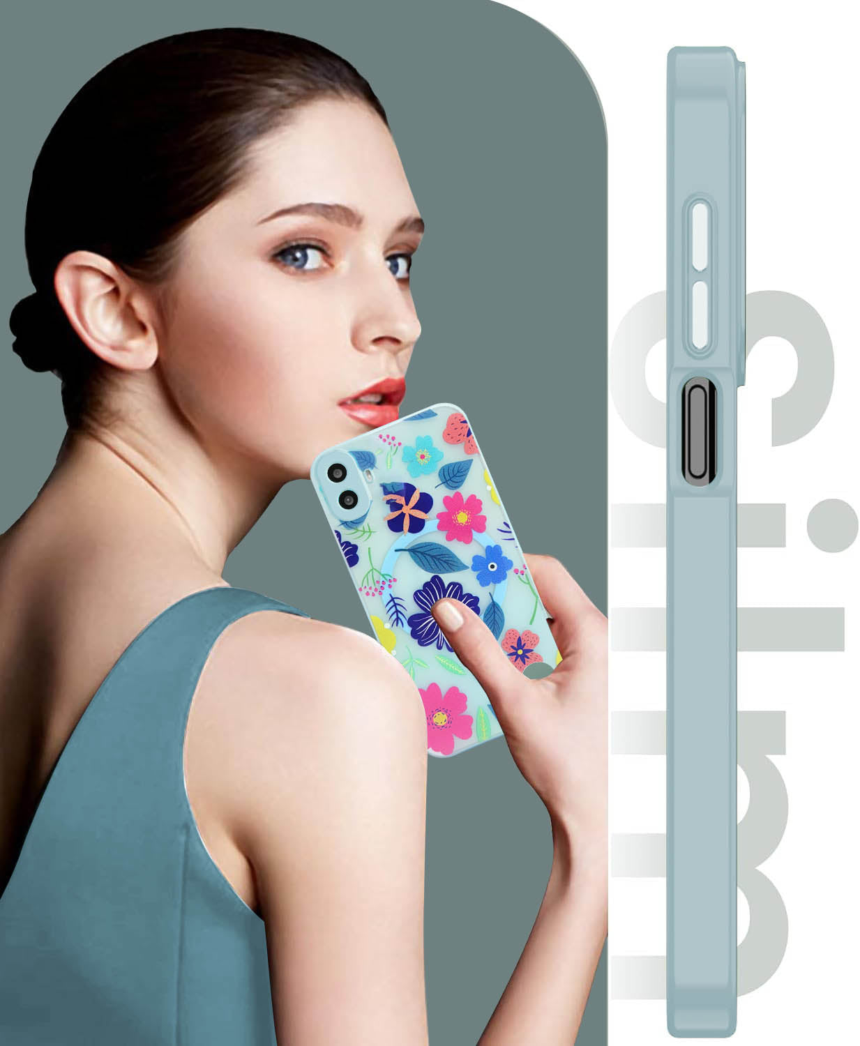 For Nothing CMF Phone 1 Back Cover Case (Cute Floral Design | Flower Print for Girls | MagSafe Compatible Wireless Charging)
