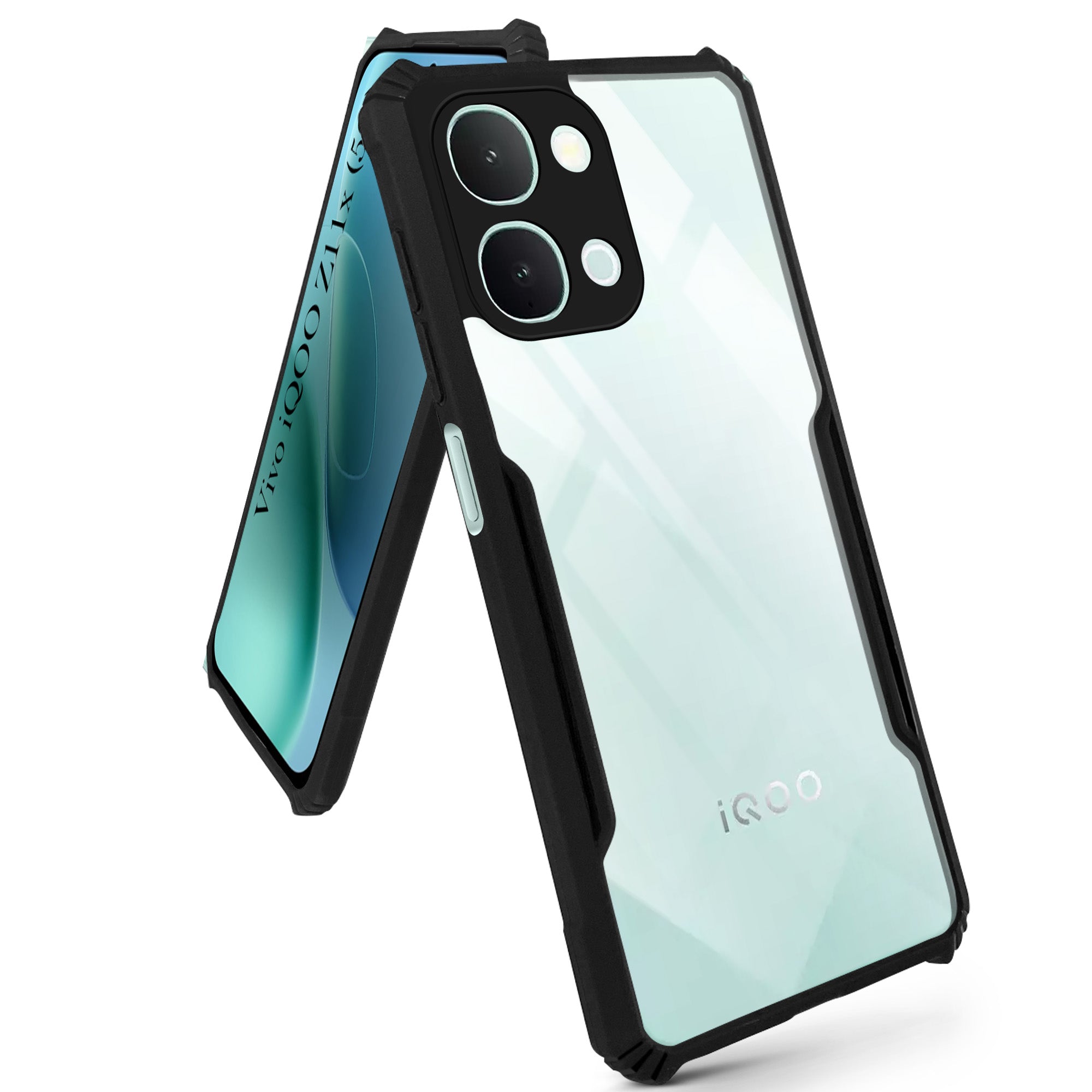 For Vivo iQOO Z11x 5G Back Cover Case Hybrid (Shockproof with Polycarbonate Clear Panel | Professional Black)