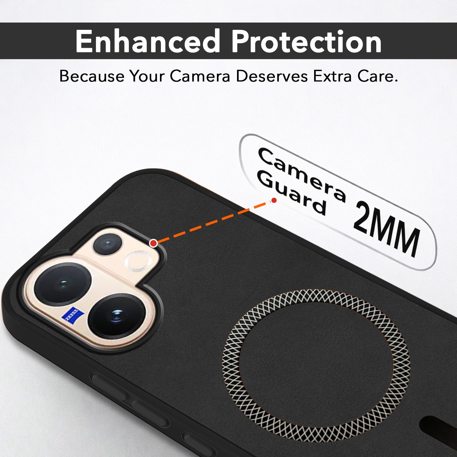 For Vivo V60 | Vivo T4 Pro Back Cover Case Leather Finish (MagSafe Compatible Wireless Charging | Soft Touch | Camera Bump Protection)