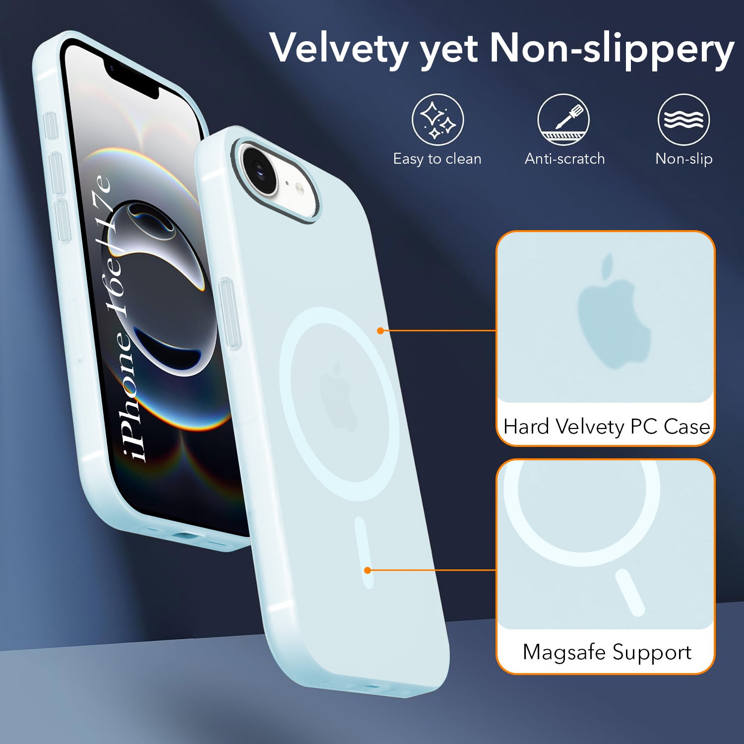 For iPhone 16e | iPhone 17e Back Cover Case (Frosted Matte Feel | MagSafe Compatible Wireless Charging | Polycarbonate Material)