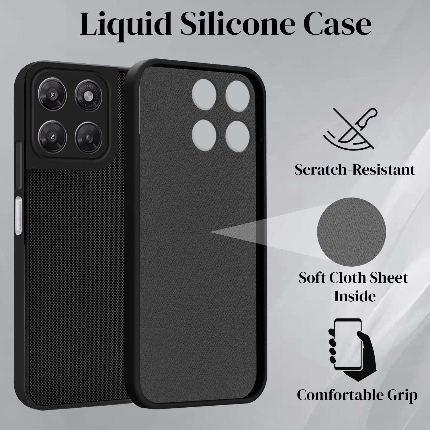 For Motorola Moto G37 Power Back Cover Case Rubberised (Textured Grip Design| Micro-Fiber Cloth Inside | Slim and Light Weight | Soft Touch and Feel)