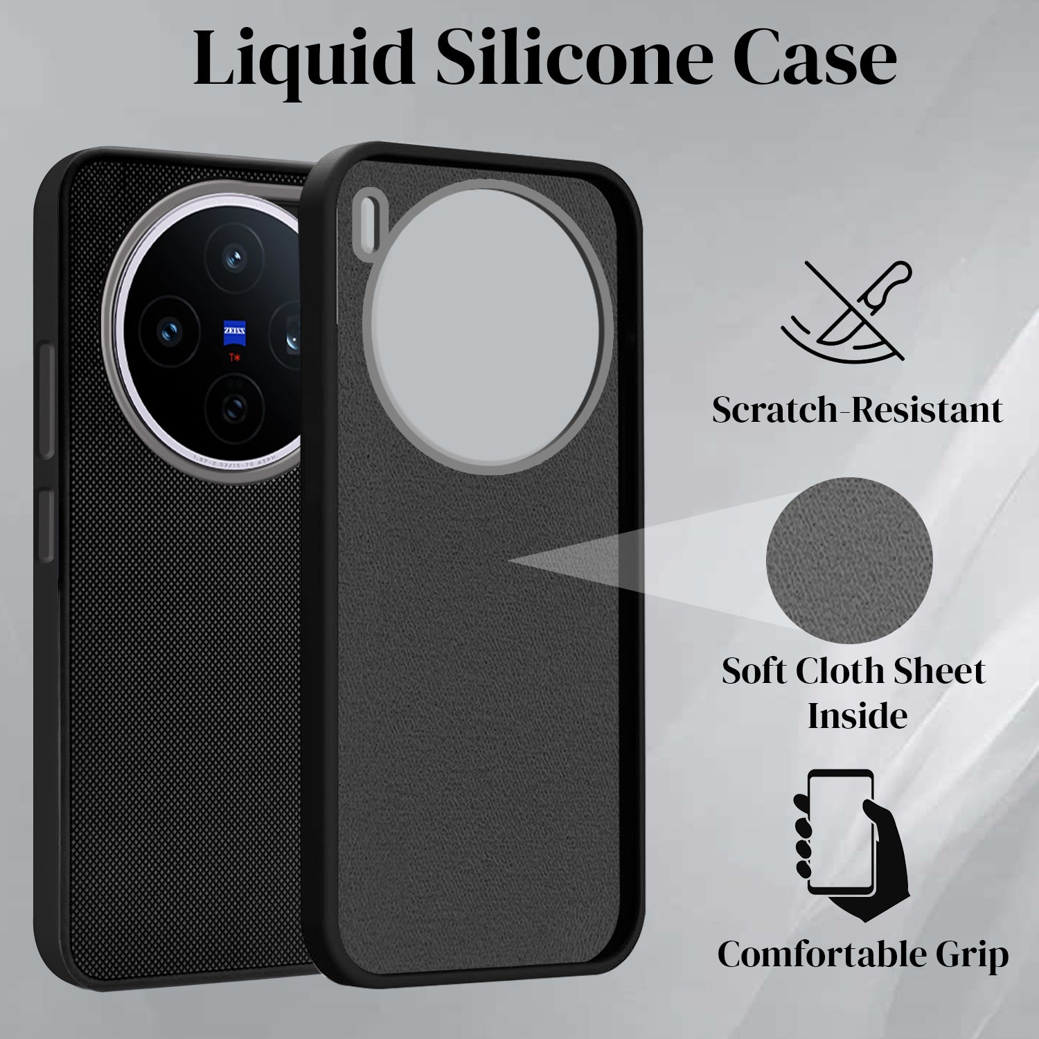 For Vivo X200T Back Cover Case Rubberised (Textured Grip Design | Micro-Fiber Cloth Inside | Slim and Light Weight | Soft Touch and Feel)