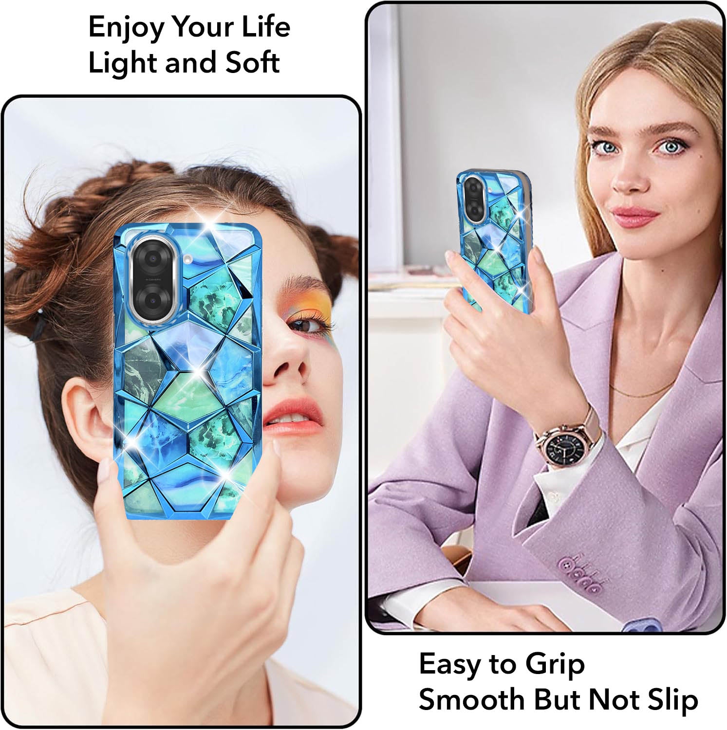 For Redmi A5 4G Back Cover Case (Dual Design Glitter Sparkle and Detachable Diamond Print Case | Soft and Flexible)