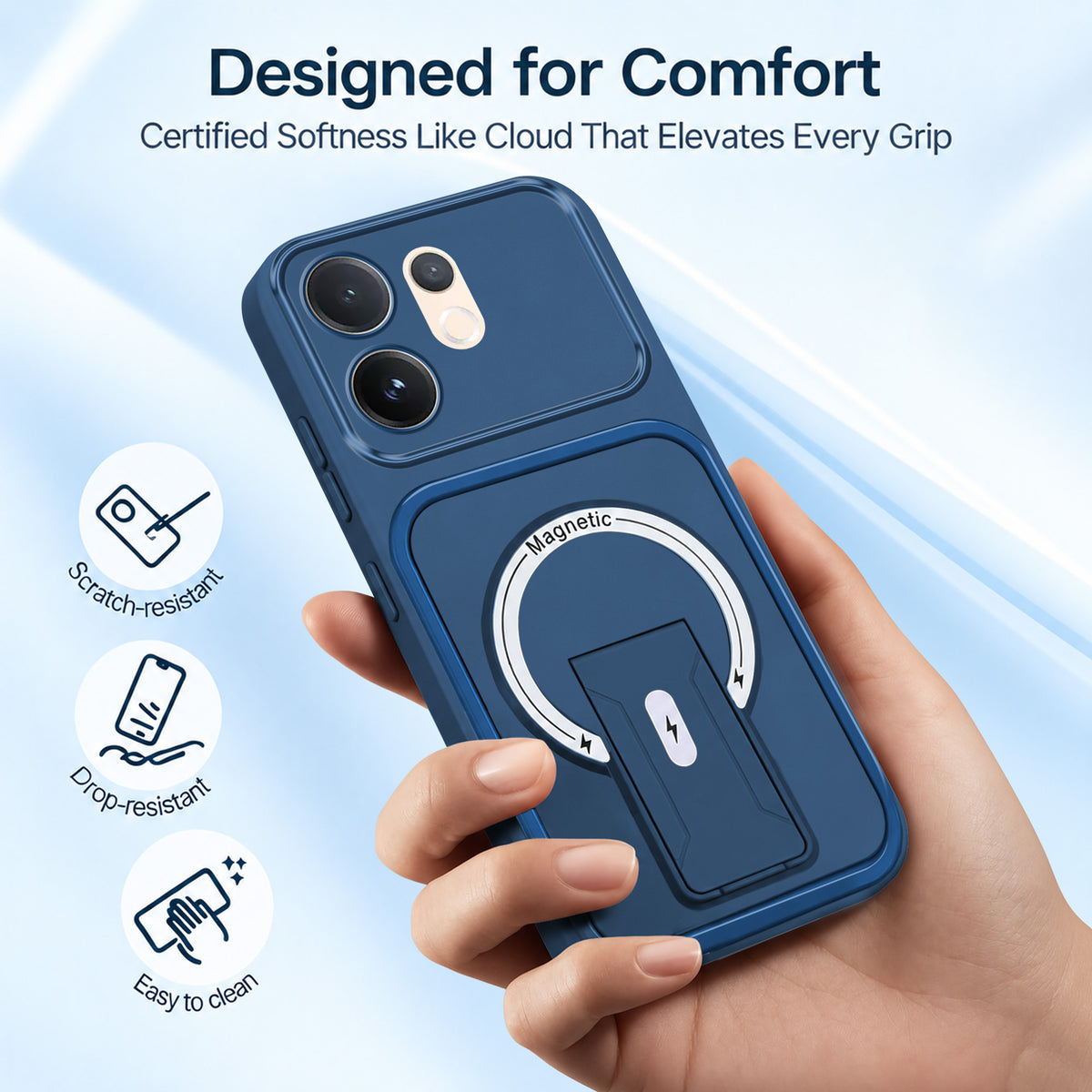 For Vivo V60 | Vivo T4 Pro Back Case Cover Metallic (Hybrid Armor Kickstand | MagSafe Compatible | Camera Protection Shockproof)