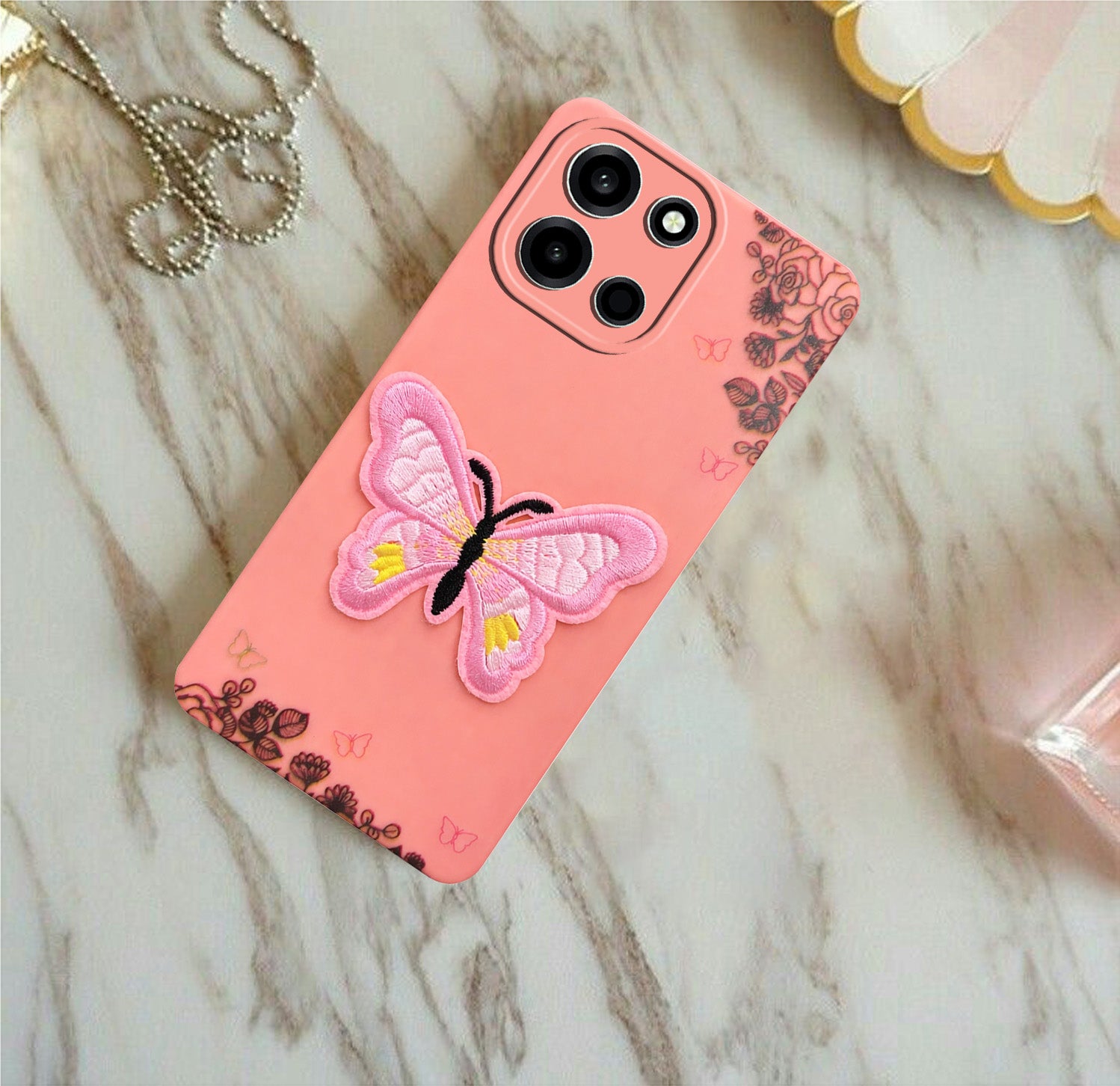 For Oneplus Nord 6 Back Cover Case (Soft Butterfly Embroidery | Women Teen Girls | Camera Protection| Matte Silicone)
