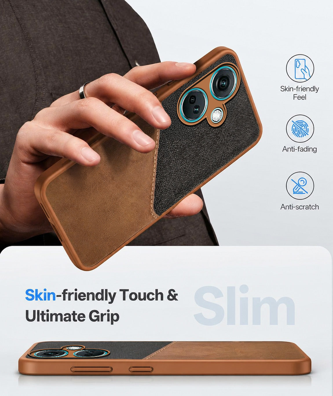 For Oneplus Nord CE 3 Back Cover Case  (Dual PU Leather Stitch | Professional Minimalist | Soft and Flexible)