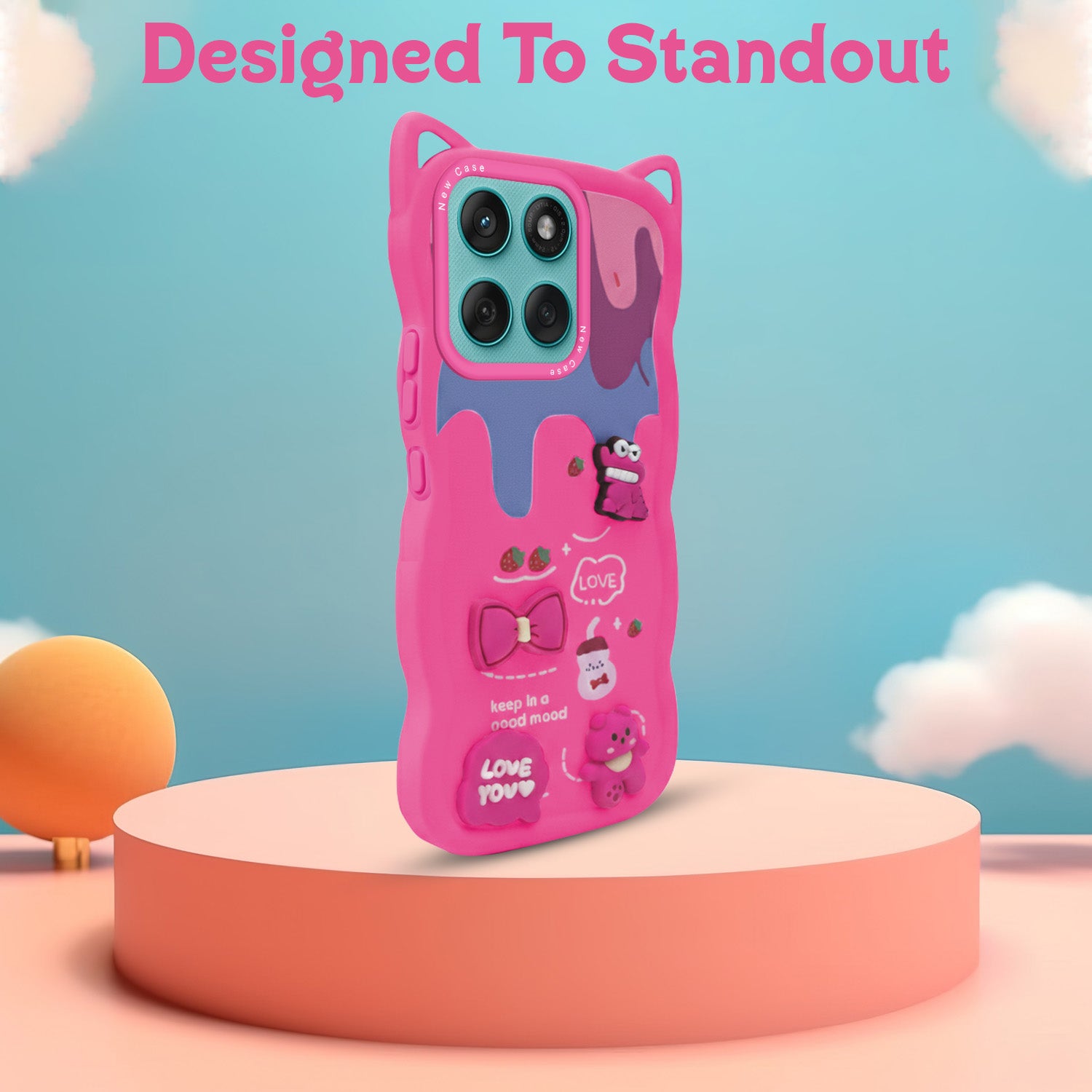 For Motorola Moto Edge 60 Fusion Back Case Cover Strap (3D embossed Figures | Strap Holder | 360* Soft Cushion with Camera Bump)