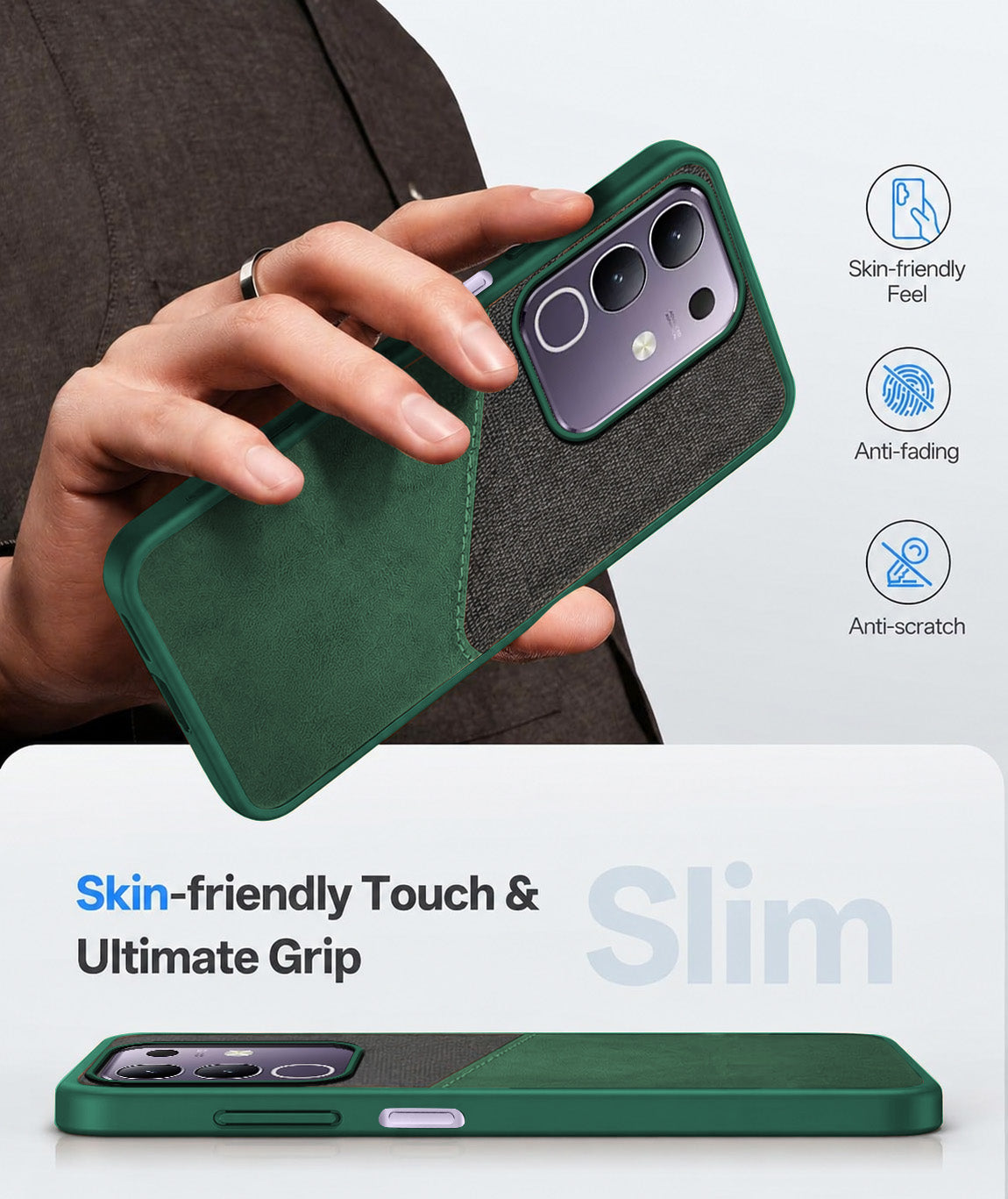 For Vivo T4x | Vivo Y31 Pro Back Cover Case(Dual PU Leather Stitch | Professional Minimalist | Soft and Flexible)