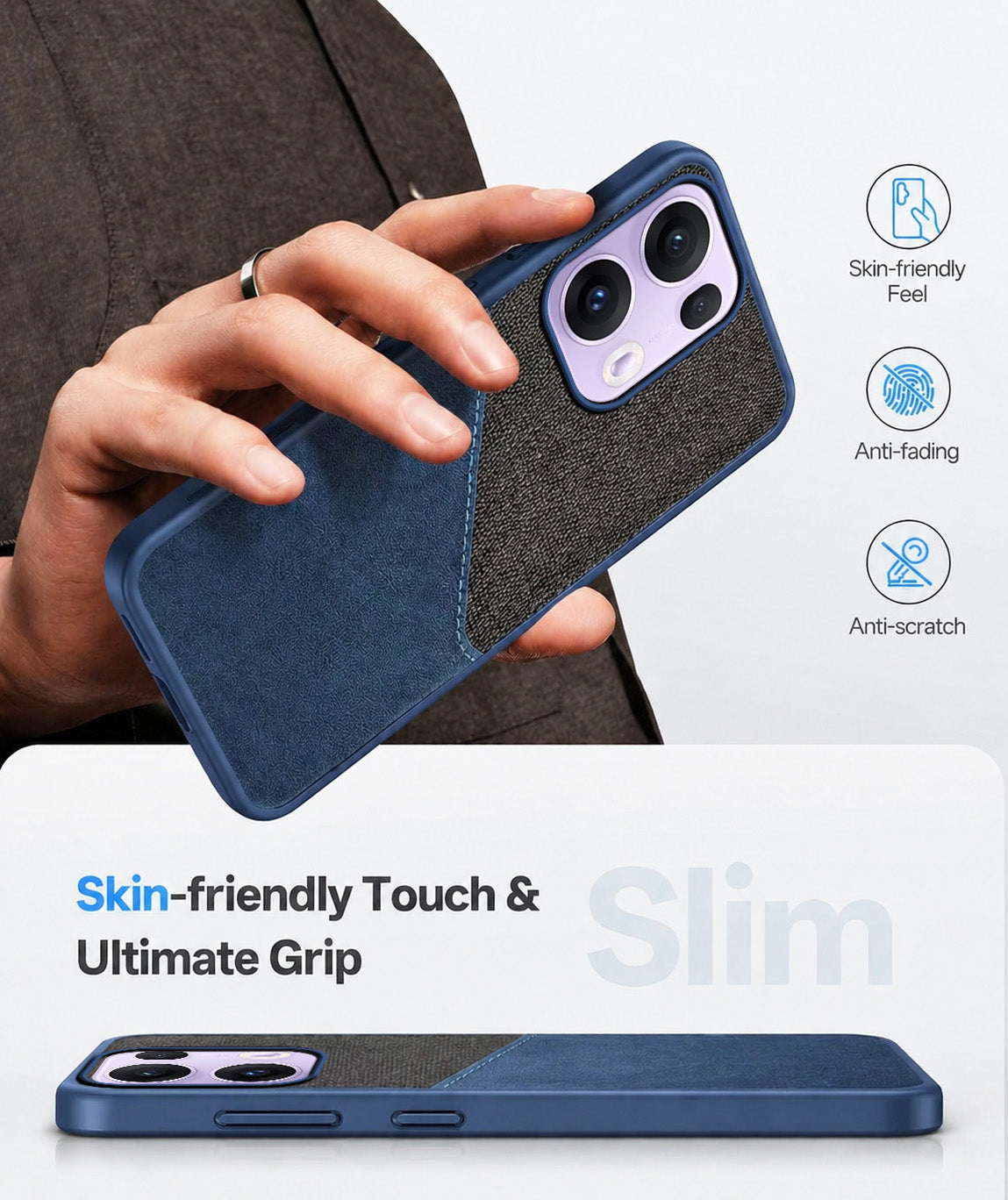 For Oppo Reno13 Pro 5G | Oppo Reno 13 Pro 5G Back Cover Case (Dual PU Leather Stitch | Professional Minimalist | Soft and Flexible)