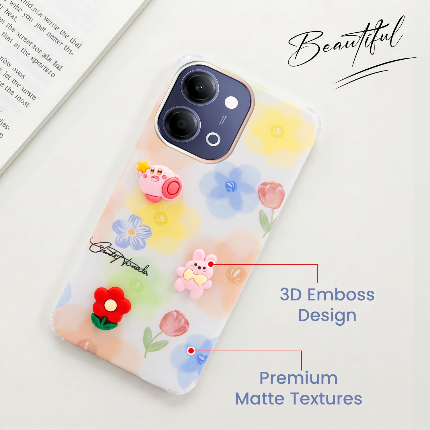 For Vivo Y11 | Vivo Y21 5G Back Cover Case (3D Cute Cartoons | Hard Back Side Soft | Matte Premium Finish | HD Printing)