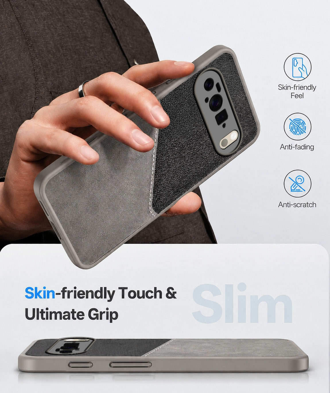 For Google Pixel 10 Pro XL Back Cover Case (Dual PU Leather Stitch | Professional Minimalist | Soft and Flexible)