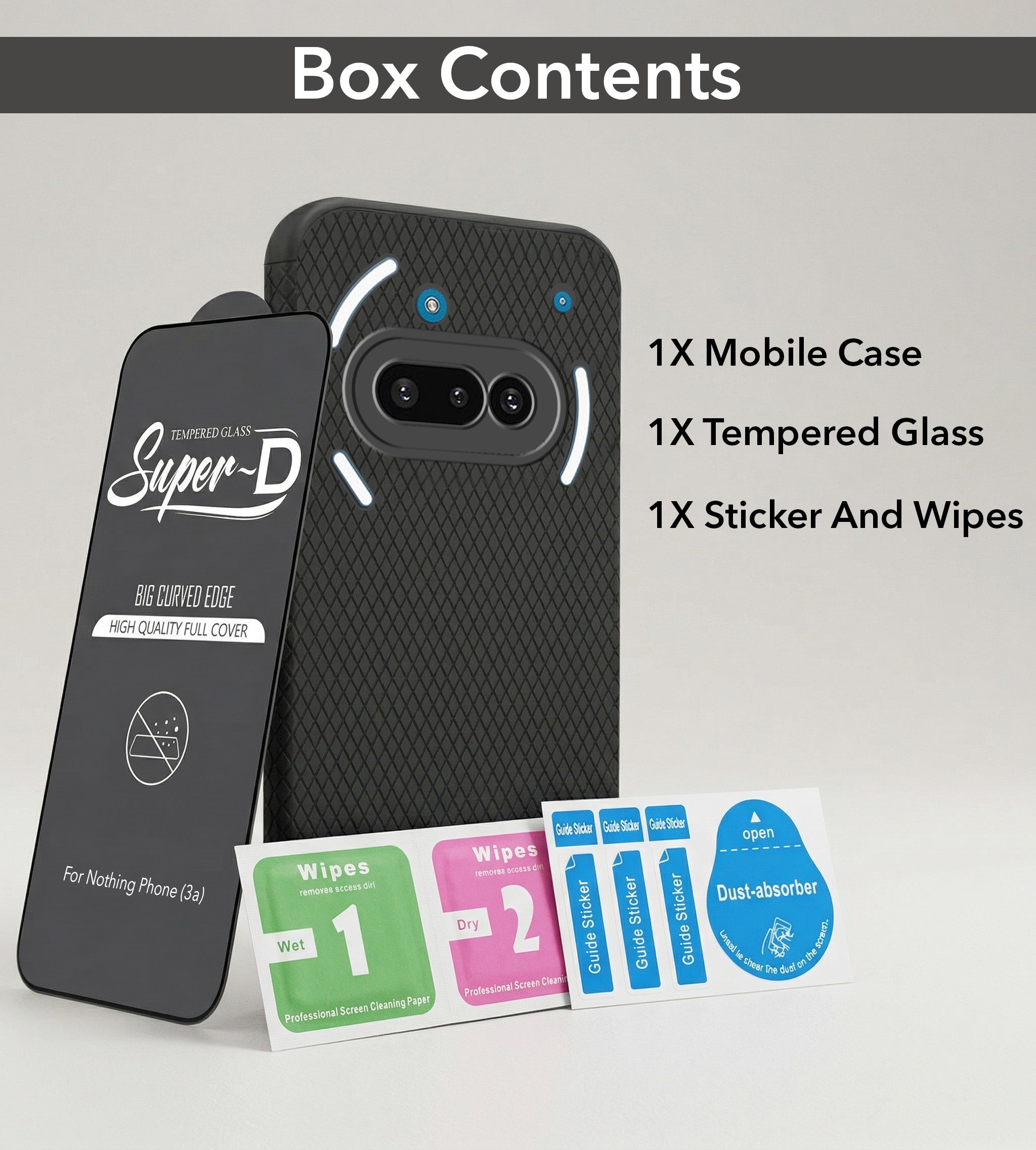 For Nothing Phone 3A Combo with Back Cover and 9H Tempered Glass (Liquid Silicone | Camera Protection | Oleophobic Coating Screen Glass)
