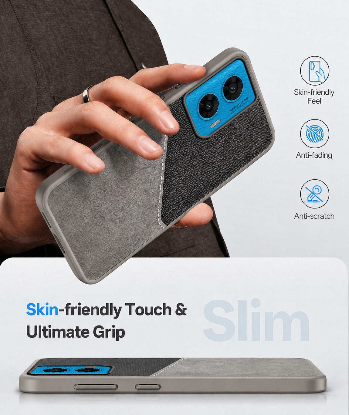 For Motorola Moto G96 Back Cover Case (Dual PU Leather Stitch | Professional Minimalist | Soft and Flexible)