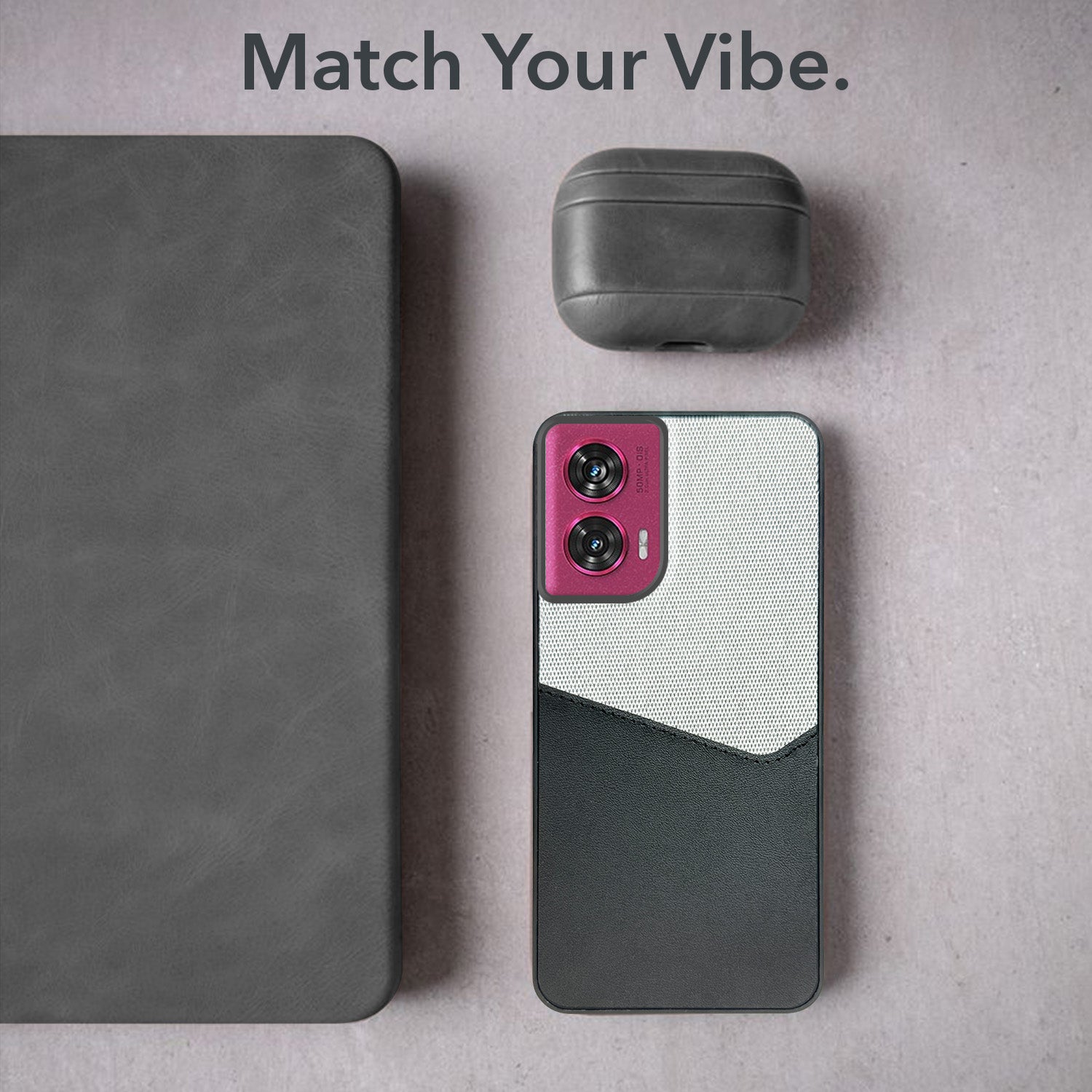 For Motorola Moto Edge 50 Fusion Back Cover Case (Dual PU Leather Stitch | Professional Minimalist | Soft and Flexible)