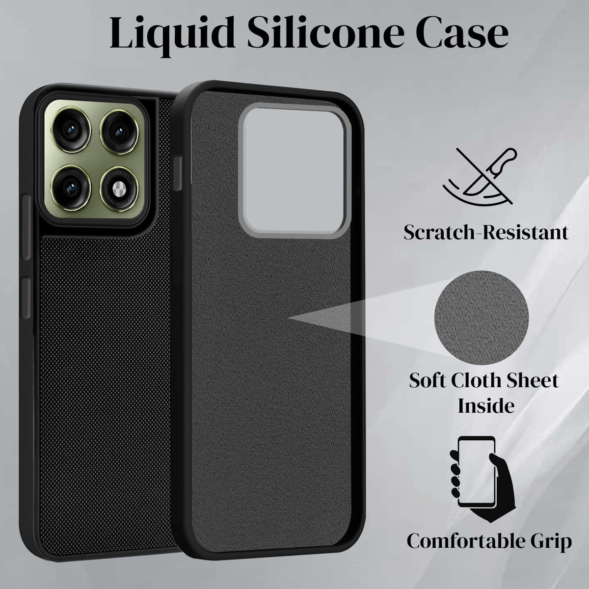 For Motorola Edge 70 Pro |  Motorola Edge 70 Pro Plus Back Cover Case Rubberised (Textured Grip Design| Micro-Fiber Cloth Inside | Slim and Light Weight | Soft Touch and Feel)
