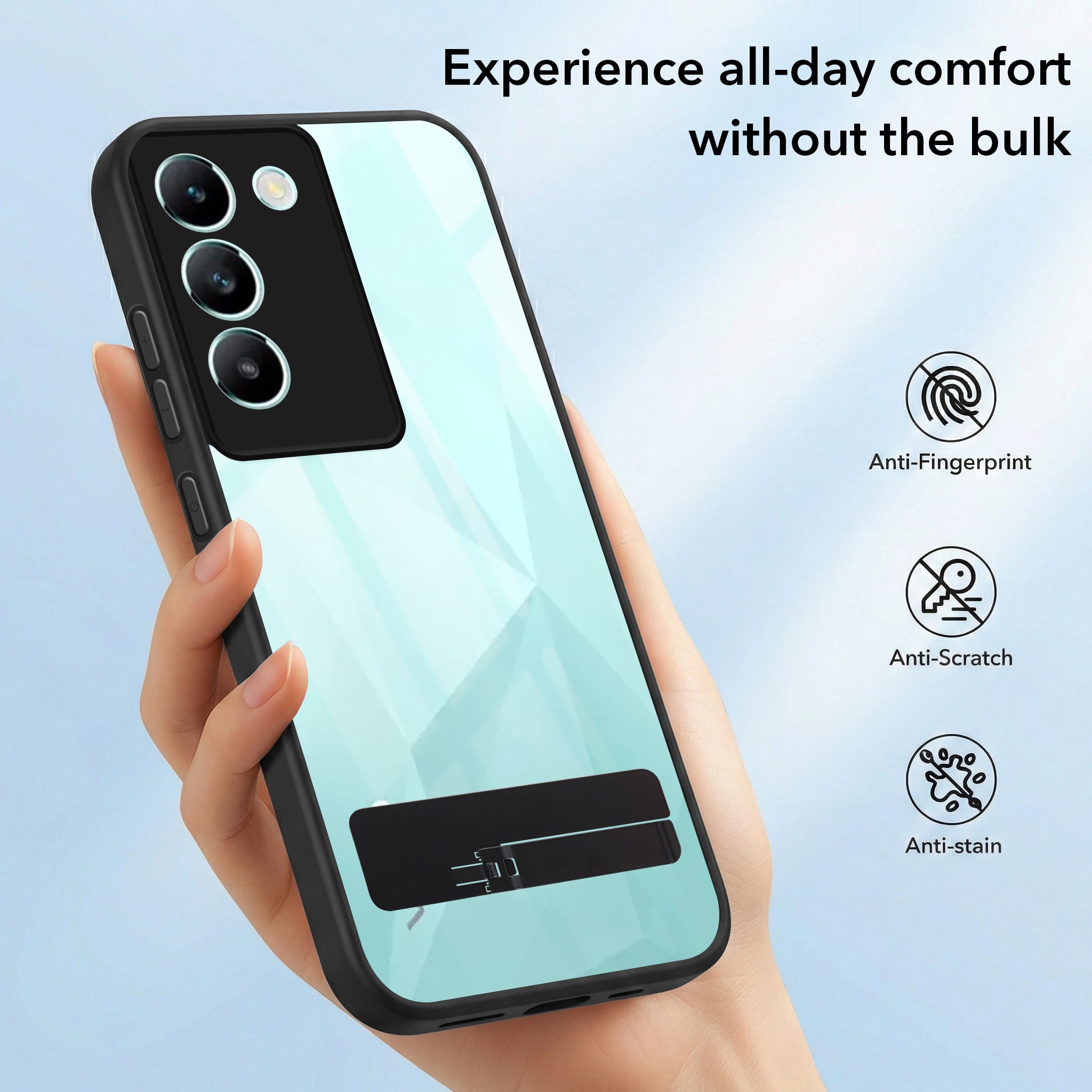 For Vivo T3 5G Back Cover Case (Built-in Stand | Lifetime Anti Yellow | Kickstand Shockproof | Camera Protection | MagSafe Compatible)