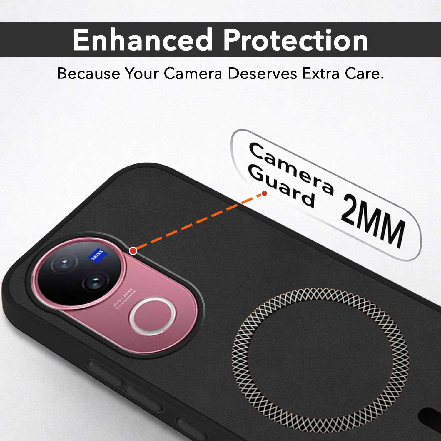 For Vivo V50 | Vivo V50e Back Cover Case Leather Finish (MagSafe Compatible Wireless Charging | Soft Touch | Camera Bump Protection)