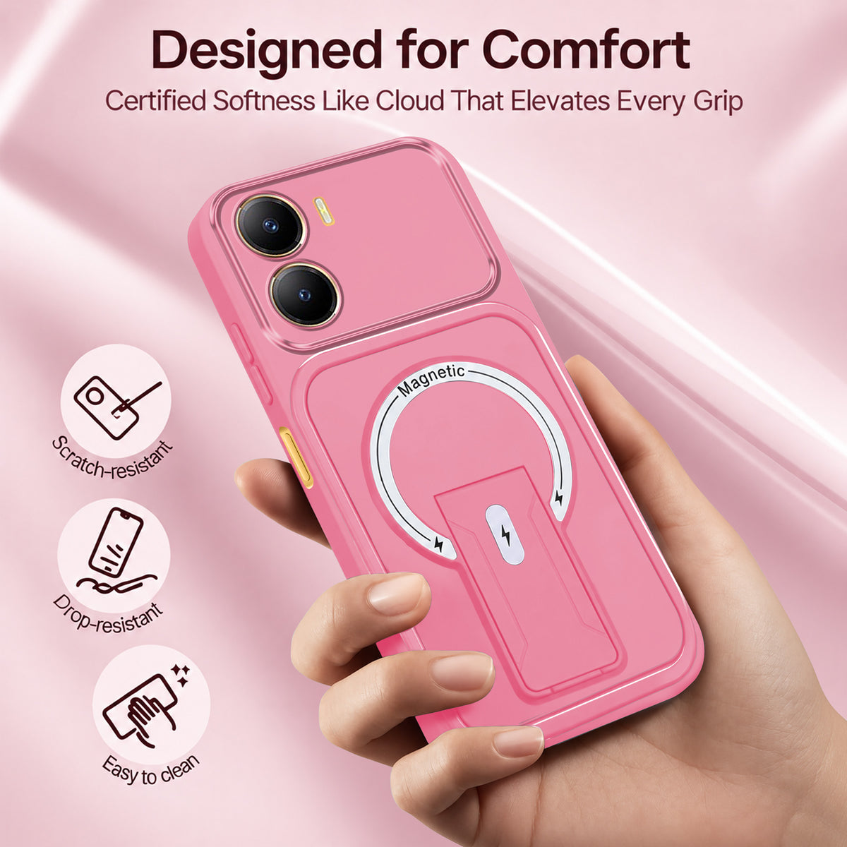 For Vivo Y56 5G Back Case Cover Metallic (Hybrid Armor Kickstand | MagSafe Compatible | Camera Protection Shockproof)