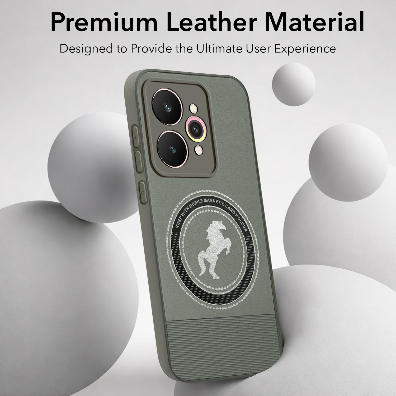 For Realme 15 Pro Back Cover Case PU Leather Finish (Professional Minimalist Texture | MagSafe Compatile | Camera Protection | Sleek Sober Formal)