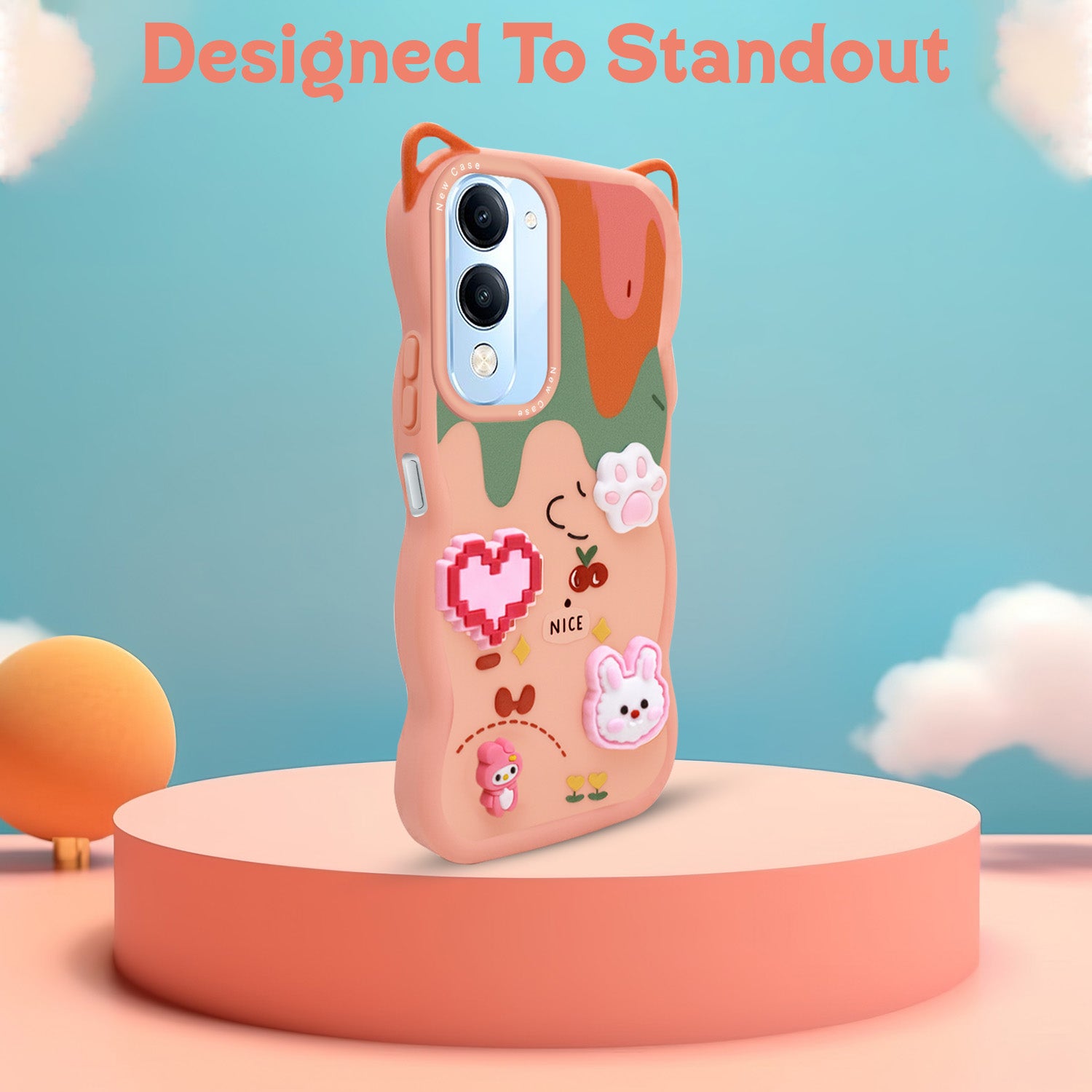 For Vivo iQOO Z10 Lite Back Case Cover Strap (3D Embossed Figures | Strap Holder | 360* Soft Cushion with Camera Bump)