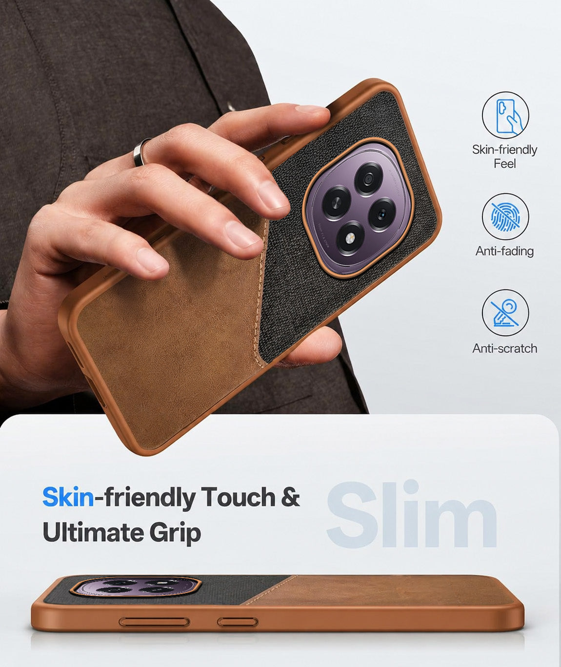 For Oppo F29 Back Cover Case (Dual PU Leather Stitch | Professional Minimalist | Soft and Flexible)
