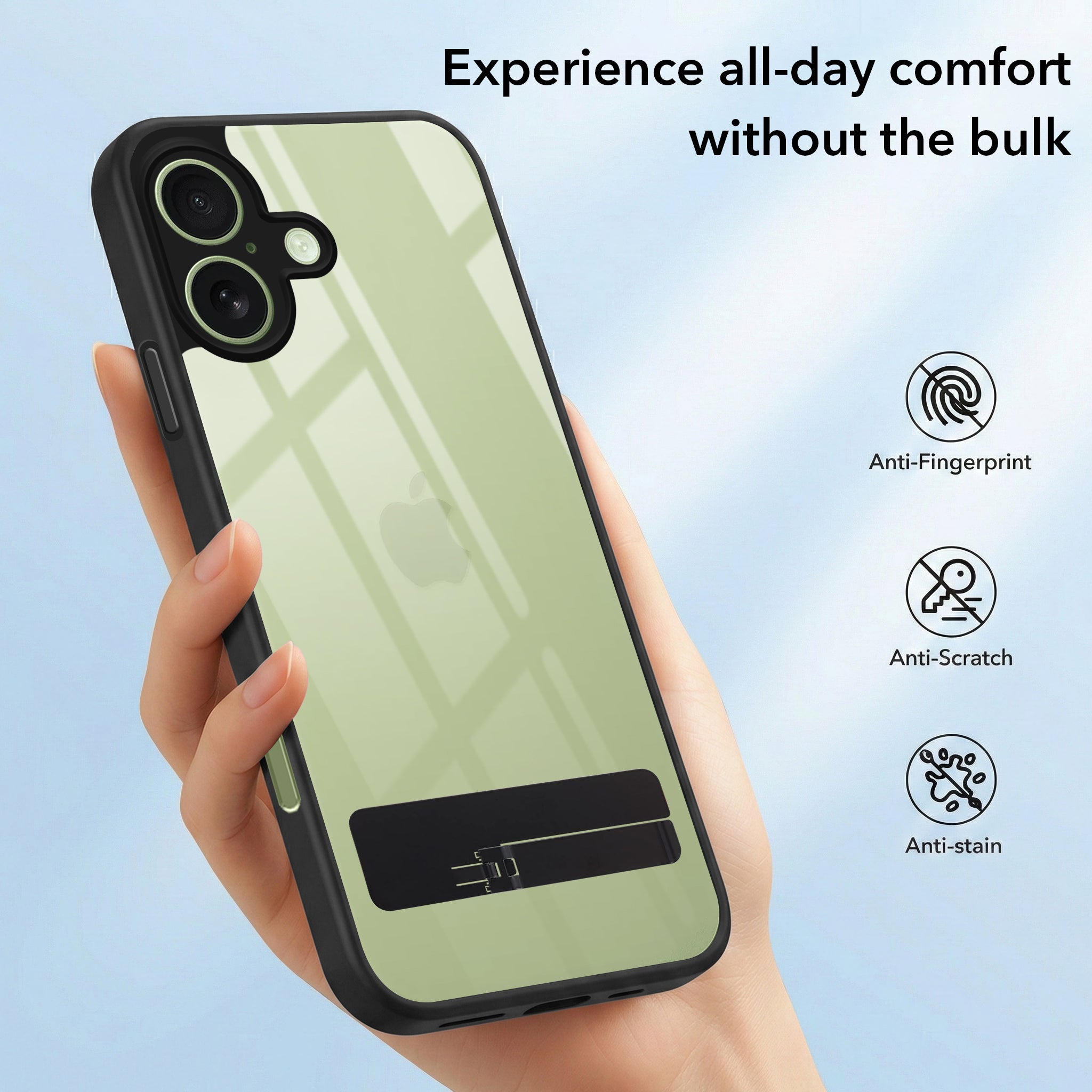 For Apple iPhone 17 Back Cover Case (Built-in Stand | Lifetime Anti Yellow | Kickstand Shockproof | Camera Protection | MagSafe Compatible)