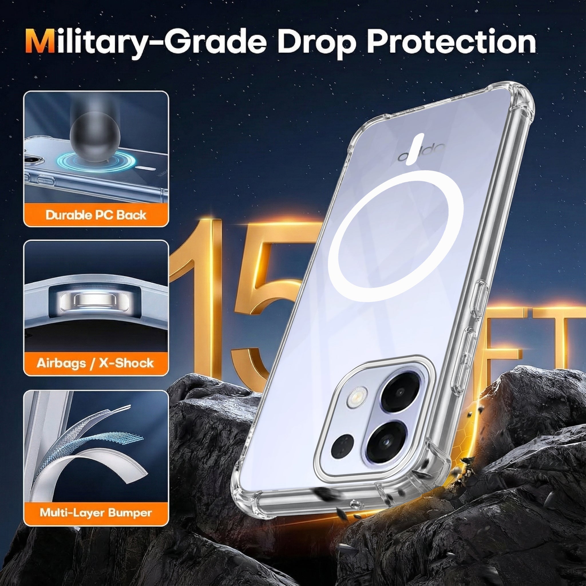 For Oppo K13 Back Cover Shockproof Crystal-Clear (Magsafe Wireless Support | Drop & Camera Protection | Hard Polycarbonate)