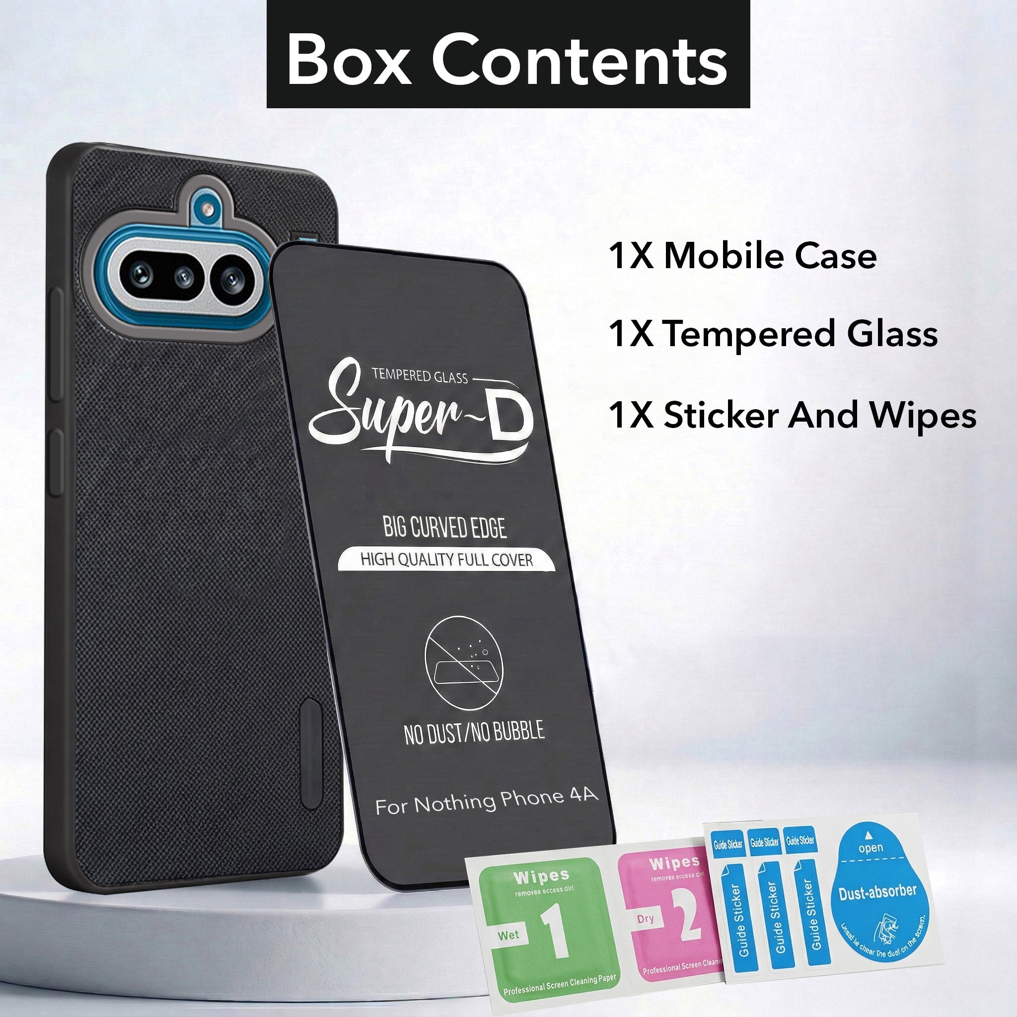 For Nothing Phone 4A 5G Combo with Back Cover and 9H Tempered Glass (Textured Grip Design | Micro-Fiber Cloth Inside | Oleophobic Coating Screen Glass)