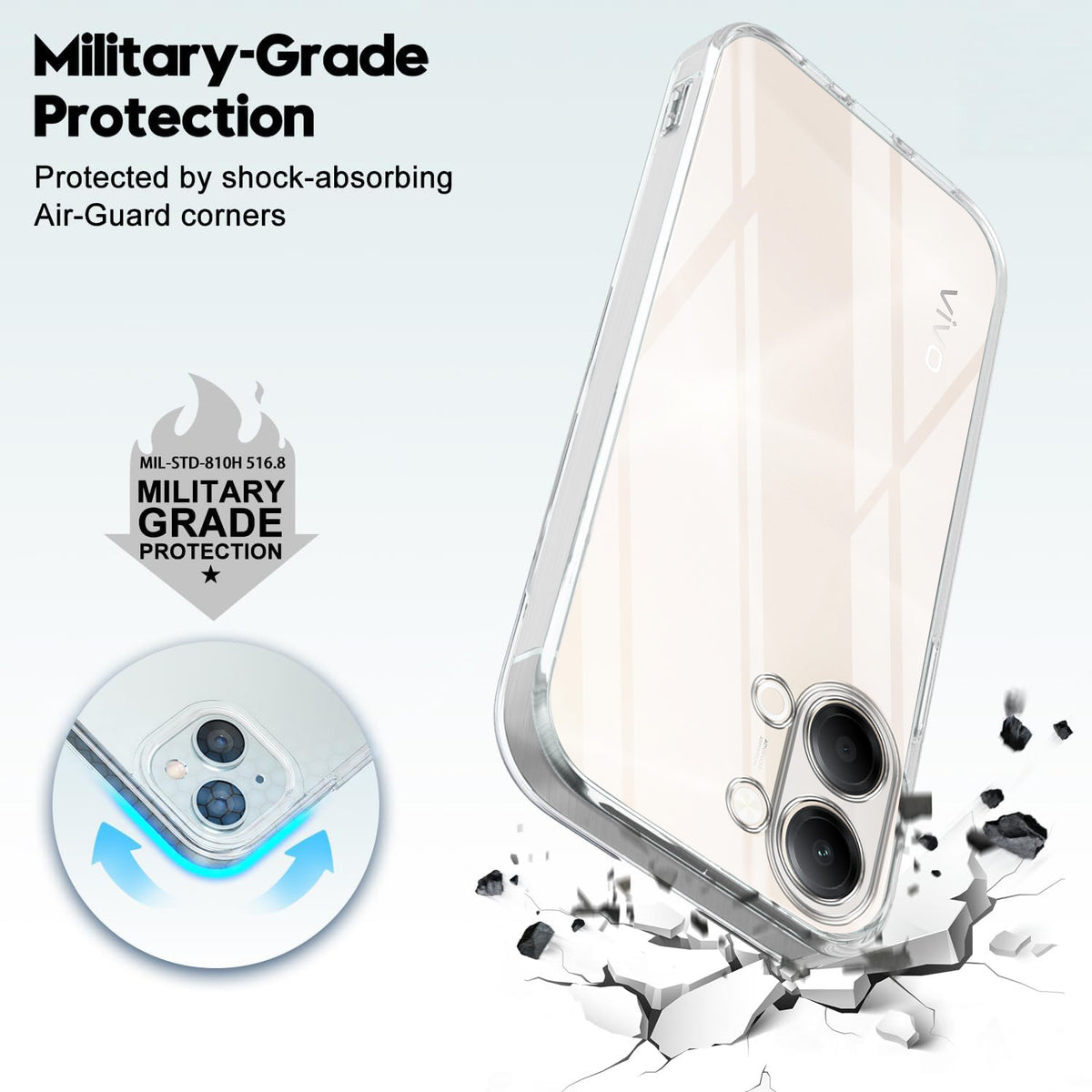 For Vivo Y05 (4G) | Vivo T5 Lite (5G) Back Cover Case Silicone (Clear Shockproof Case with Camera Protection | Soft and Flexible | Transparent)