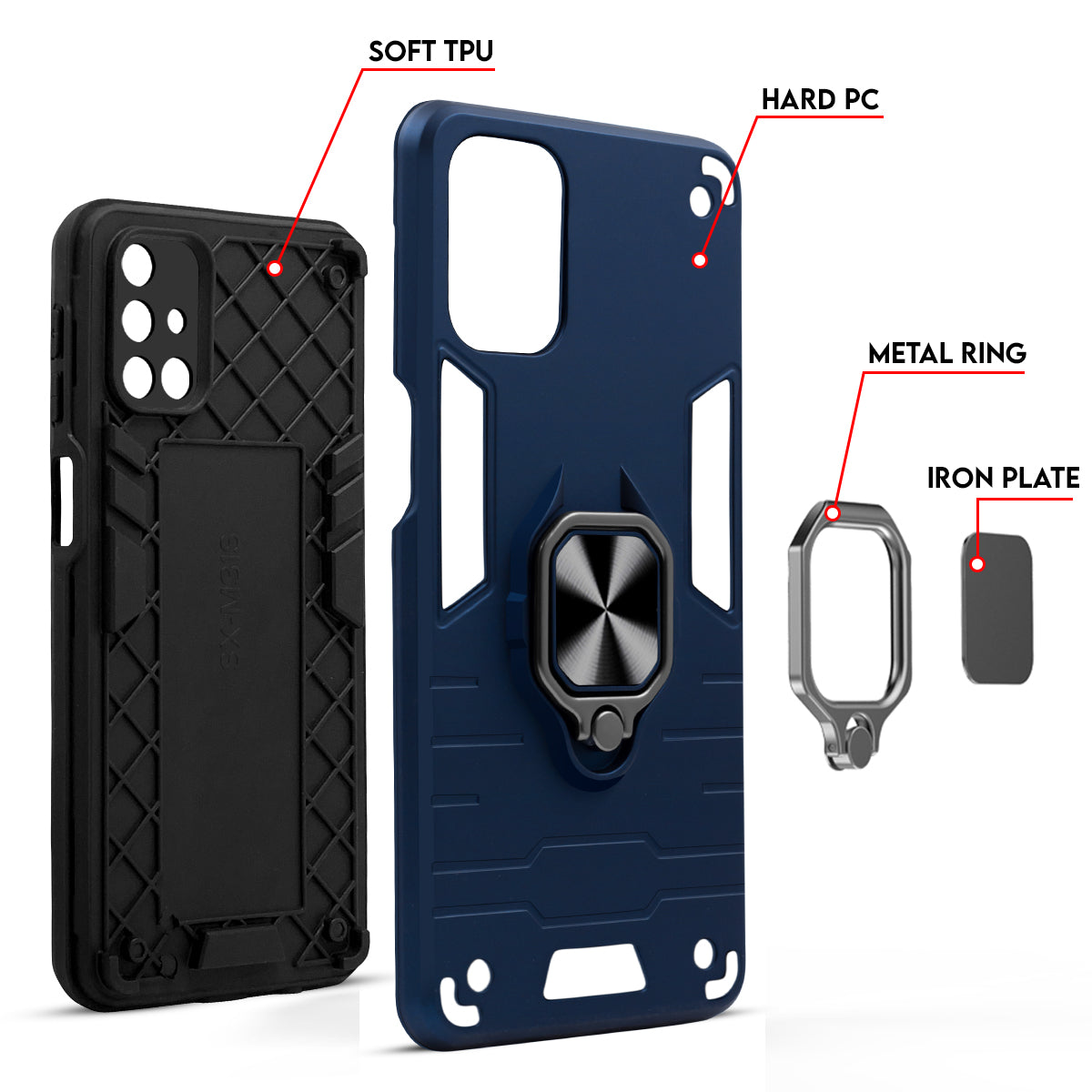 For Infinix Hot 60i 5G Back Cover Case Hybrid Armor (Shockproof Dual Layer Polycarbonate |Ring Holder Kickstand)