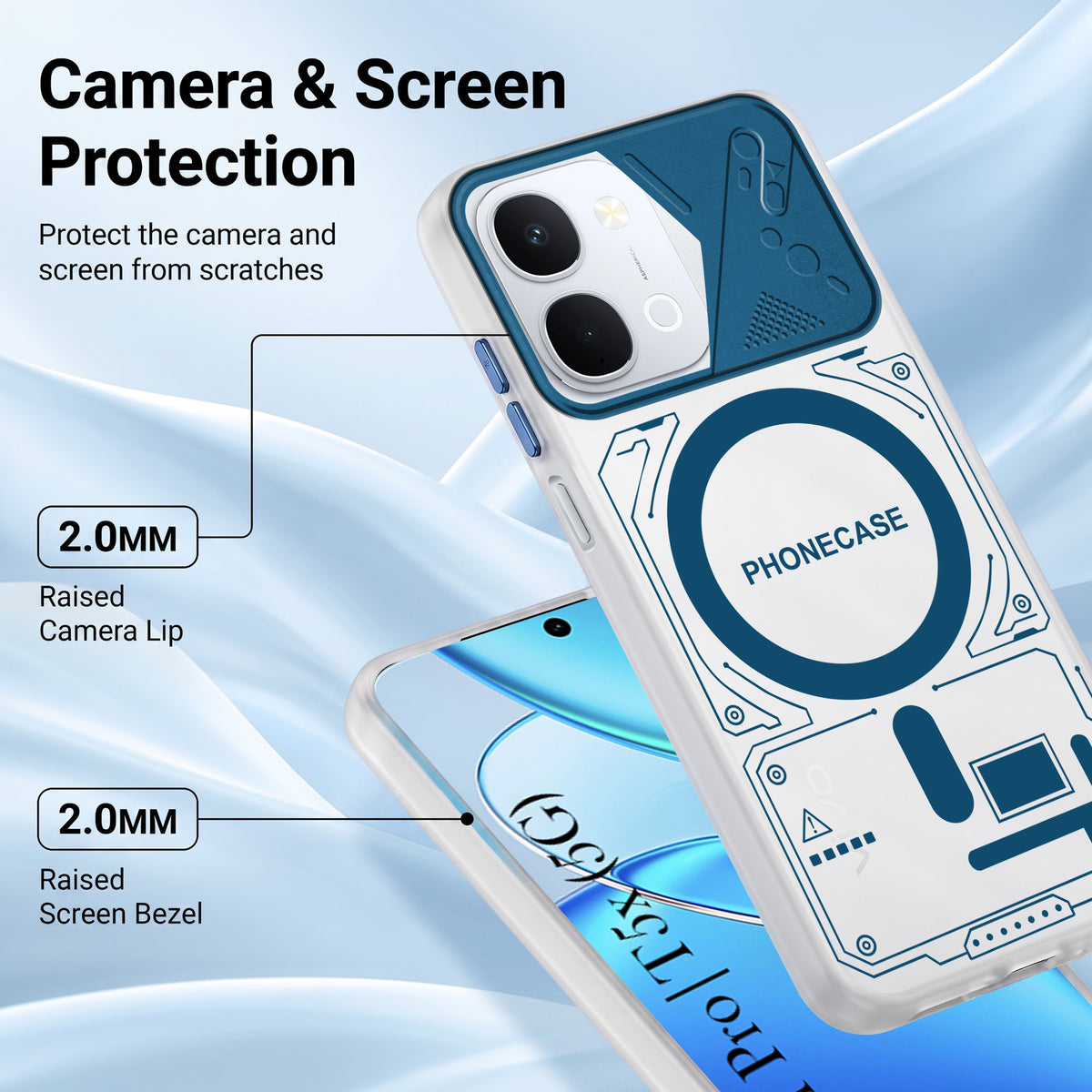 For Vivo Y51 Pro 5G | Vivo T5x Metallic Back Cover Case (Metallic Camera Protection & Buttons | Translucent Milky Shade | Hard Polycarbonate)