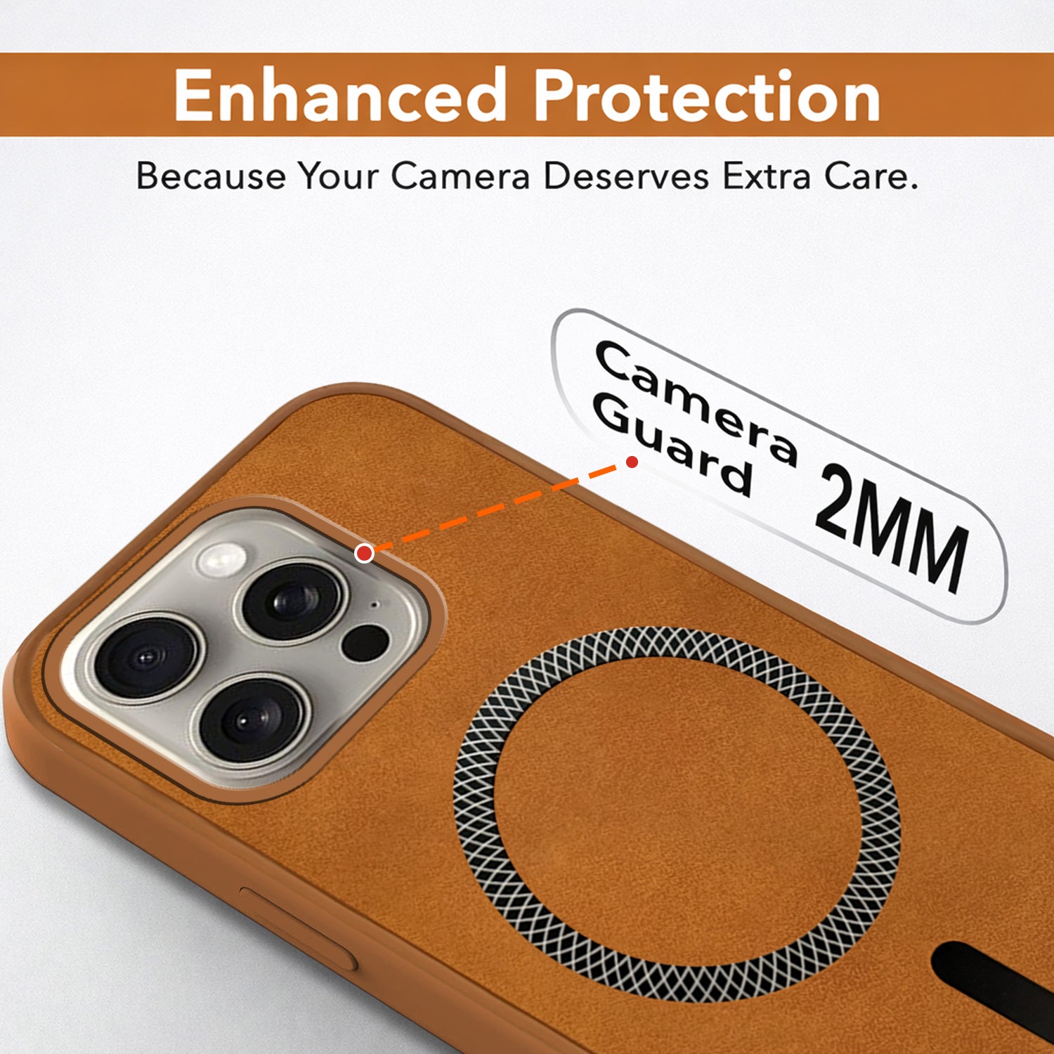 For Apple iPhone 15 Pro Max Back Cover Case (Sleek Leather Finish | MagSafe Compatible Wireless Charging | Camera Bump Protection)