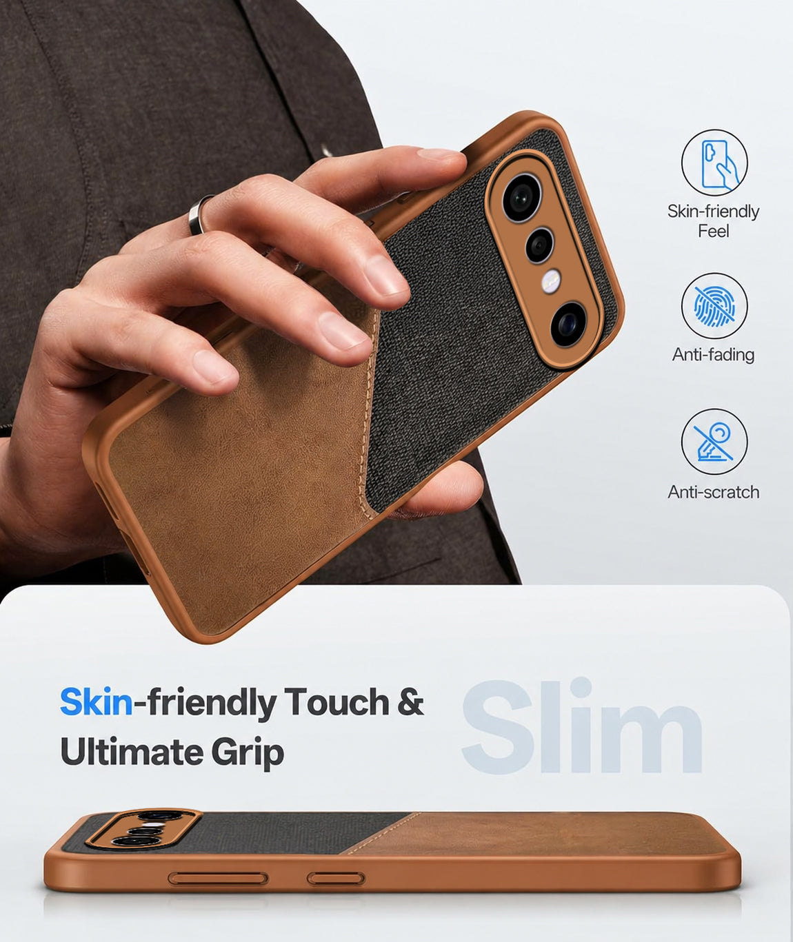 For Vivo X300 FE Back Cover Case (Dual PU Leather Stitch | Professional Minimalist | Soft and Flexible)